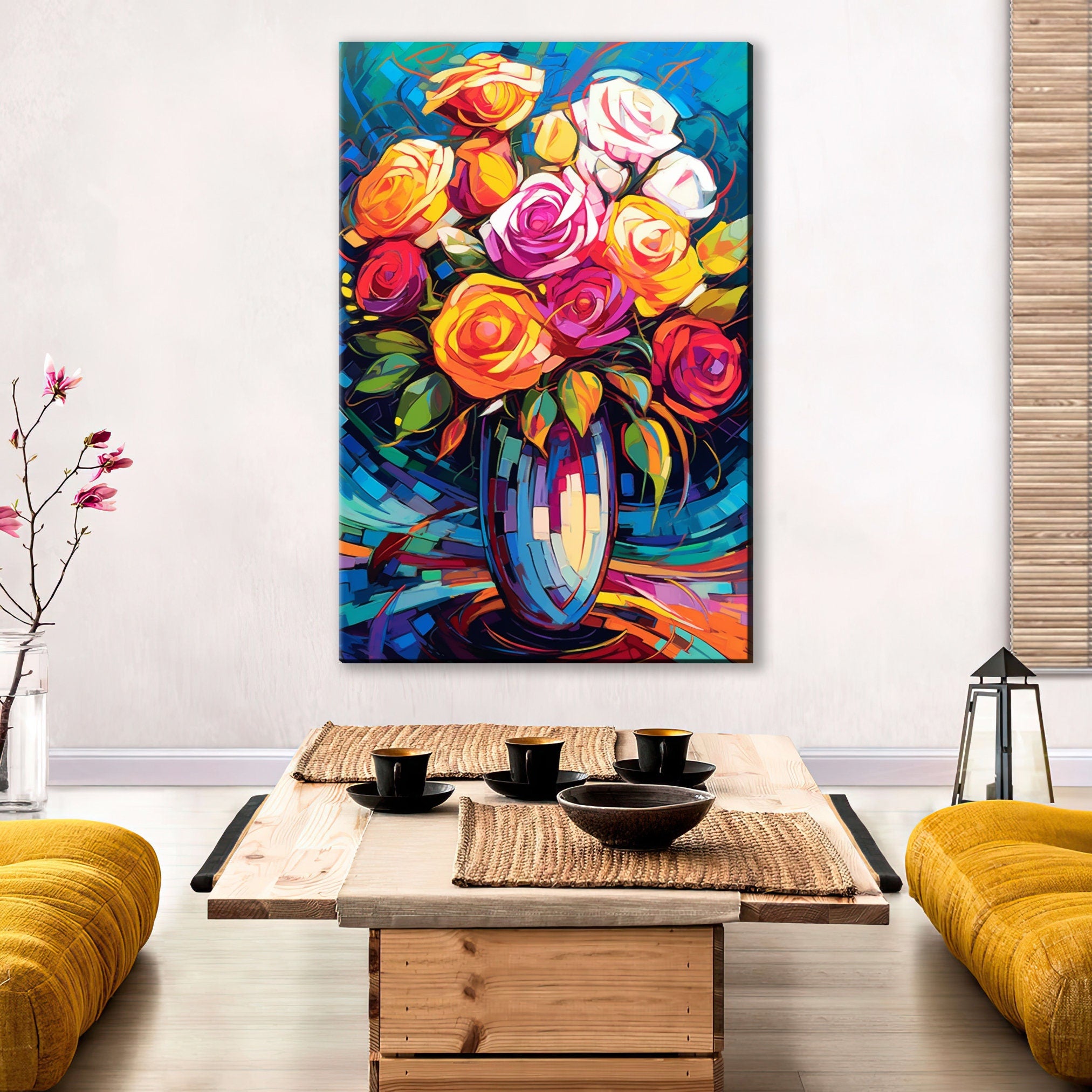 Rose Bouquet Painting - Vibrant Floral Wall Decor | Large Canvas Print