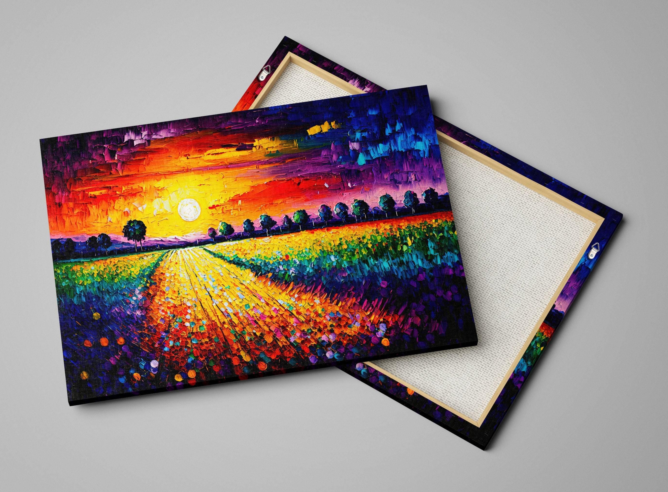Flower Field Canvas Art – Vibrant Floral Canvas | Large Wall Art with Wood Frame