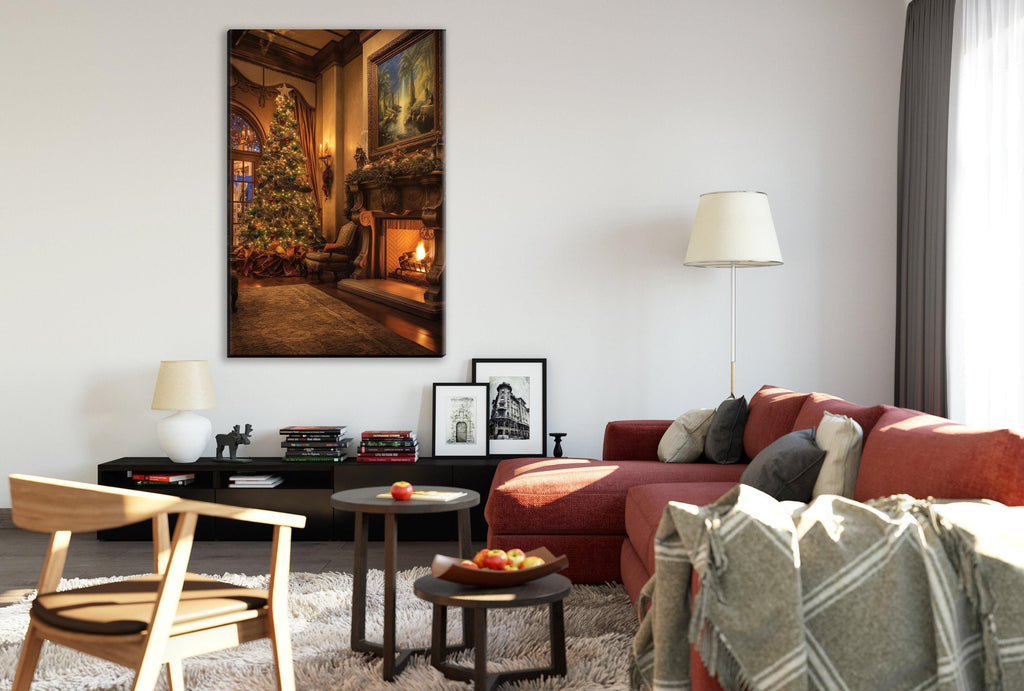 Christmas Canvas Art - Festive Tree Artwork on Gallery Wrapped Canvas, Ready to Hang Extra Large Print