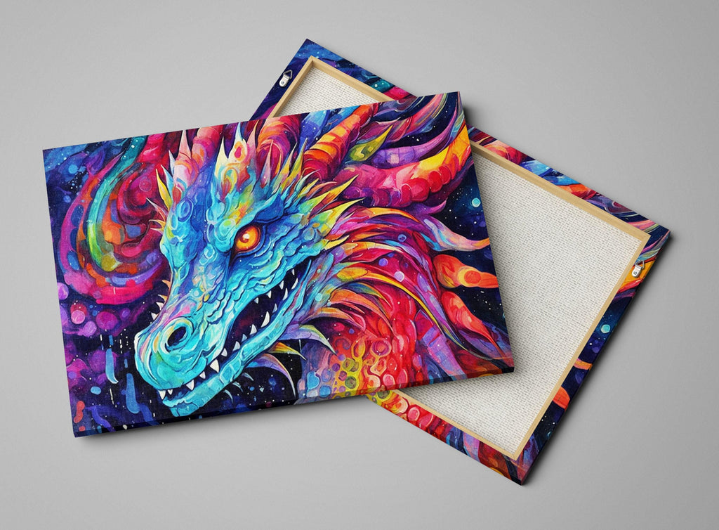 Dragon Canvas Art – Large Canvas Print With Fierce Dragon Artwork & Vibrant Fantasy Painting