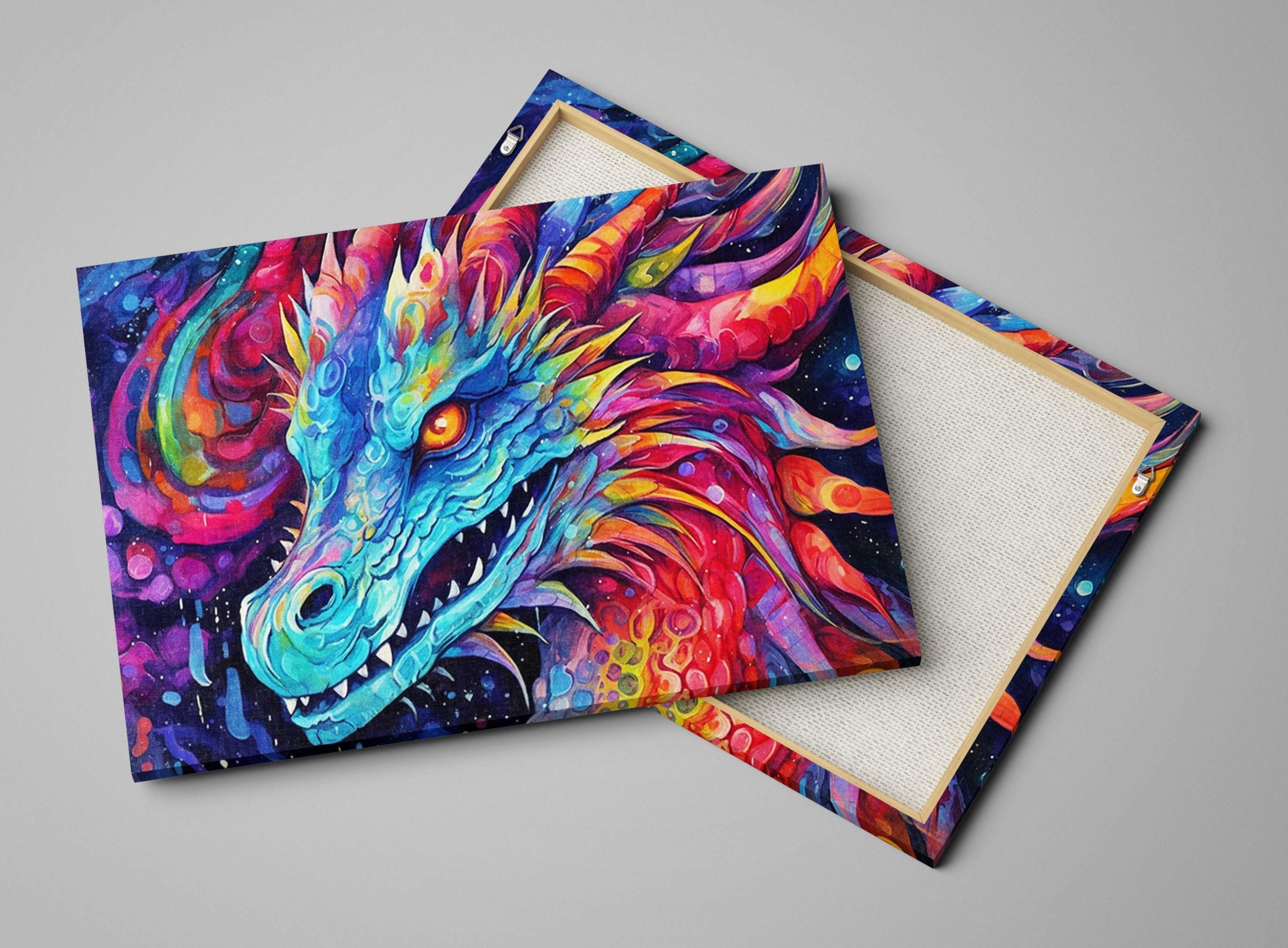 Dragon Canvas Art – Large Canvas Print With Fierce Dragon Artwork & Vibrant Fantasy Painting