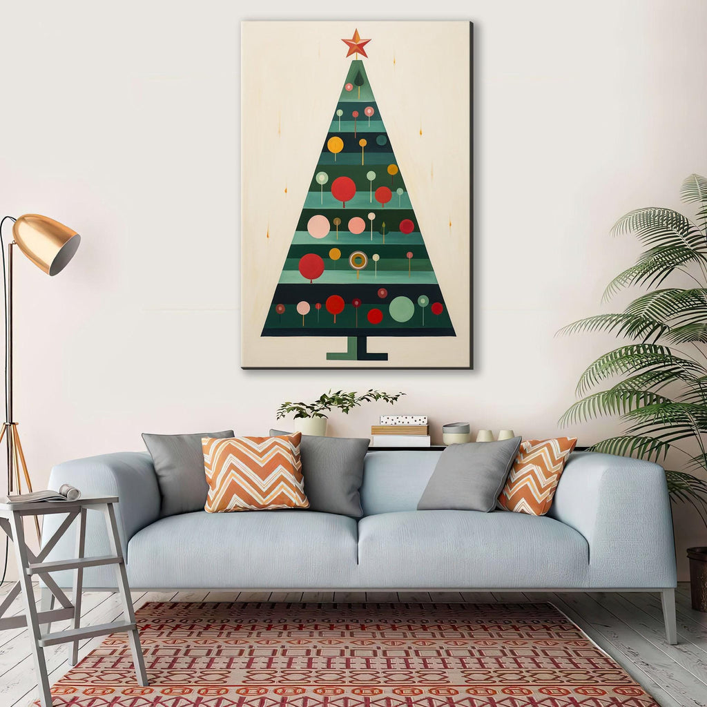 Minimalist Christmas Tree Art – Modern Christmas Decor | Gallery Wrapped Canvas Print