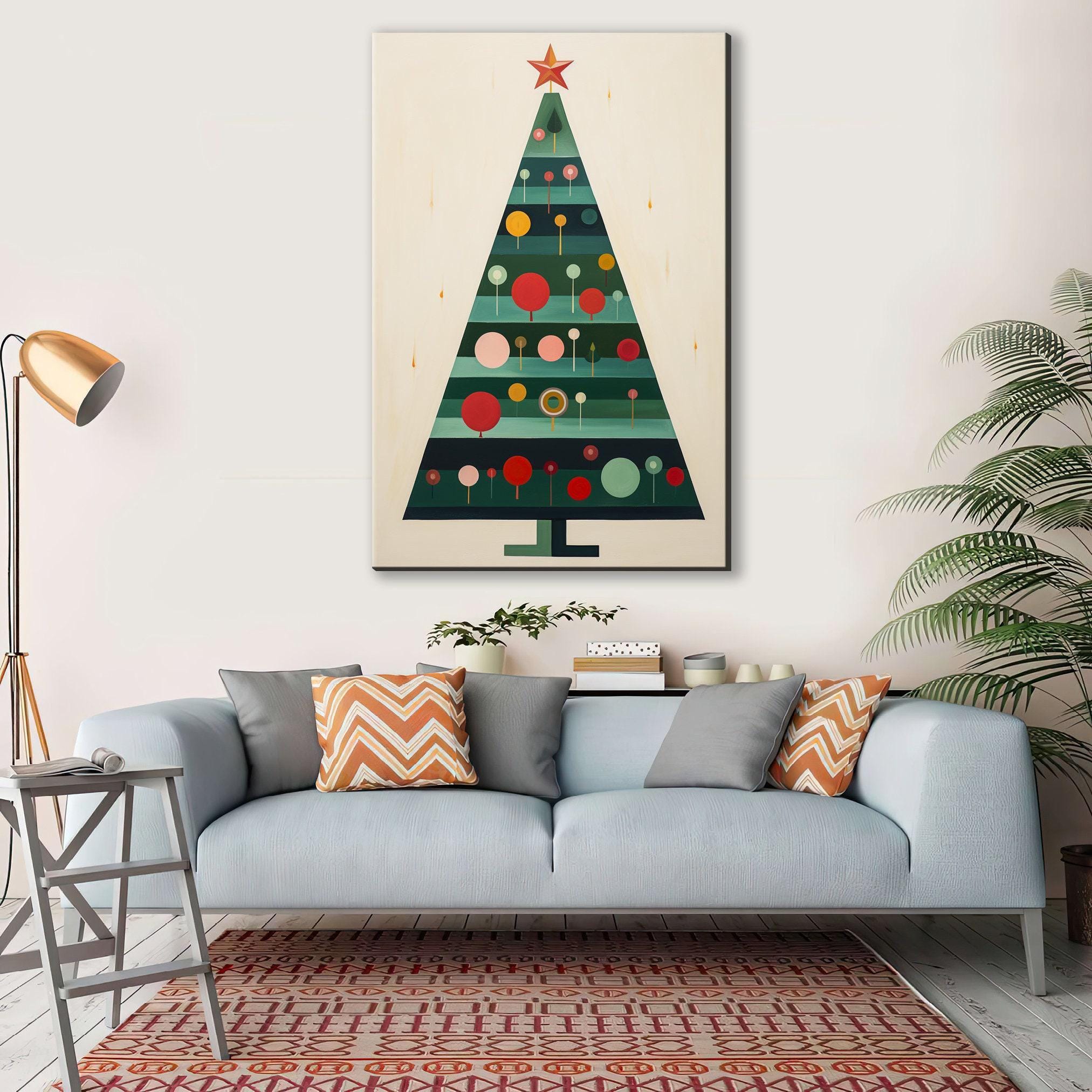 Minimalist Christmas Tree Art – Modern Christmas Decor | Gallery Wrapped Canvas Print