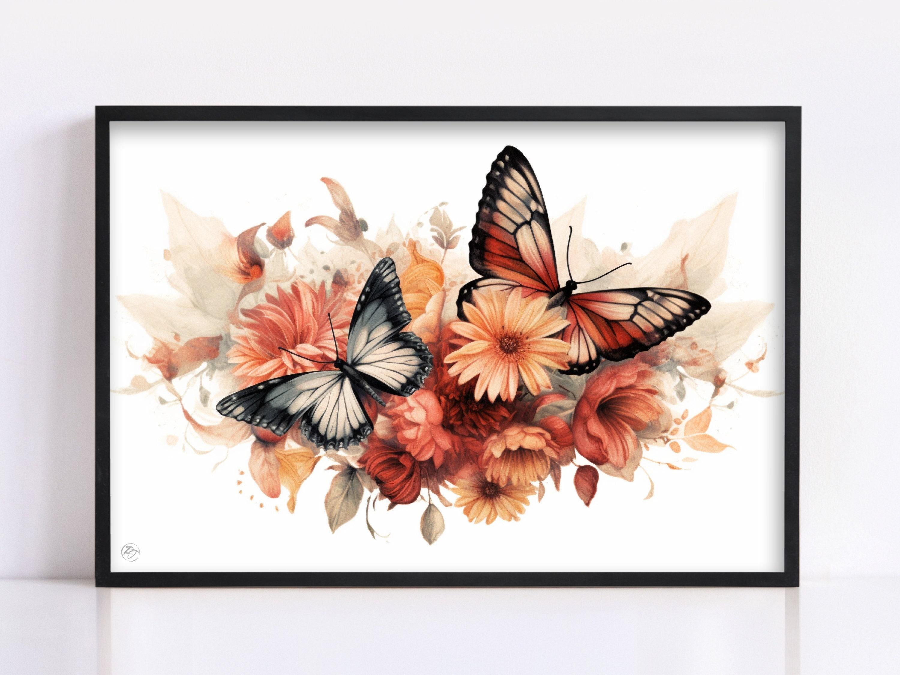Vibrant Butterfly: Watercolor Wall Art Print, Giclee Print on Canvas, Artist Paper, Watercolor Paper, Available in Extra Large Sizes