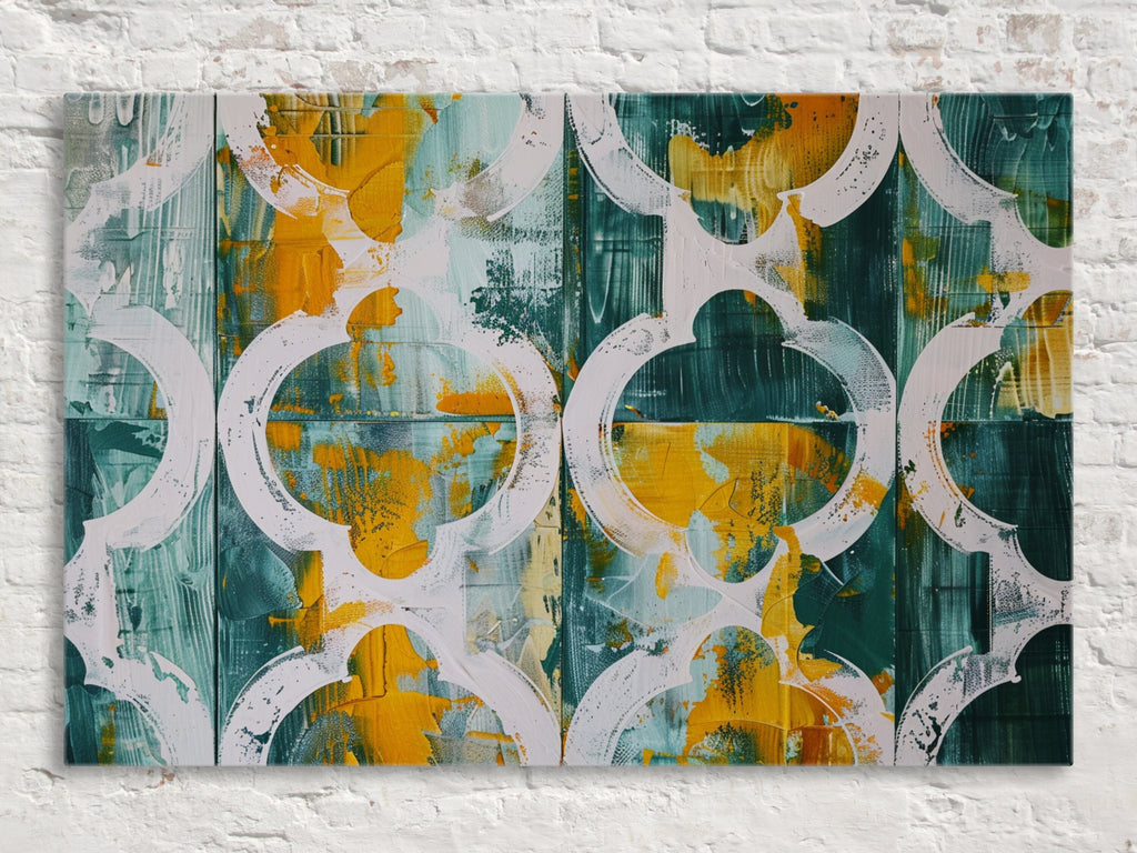 Farmhouse Wall Art - Modern Rustic Canvas | Yellow Green Wood Texture Print