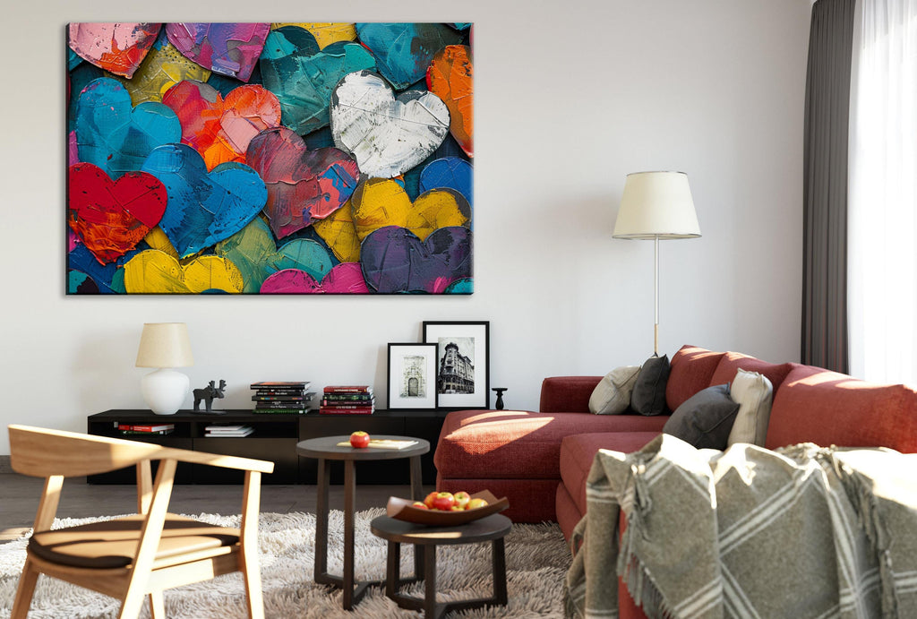 Colorful Heart Canvas - Large Canvas Prints | Vibrant Heart Painting, Ready to Hang Art