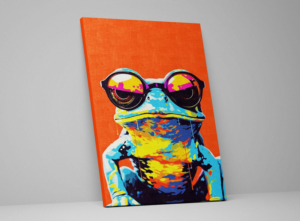 Hipster Frog Canvas – Large Gallery Wrapped Canvas Print with Funny Frog Art