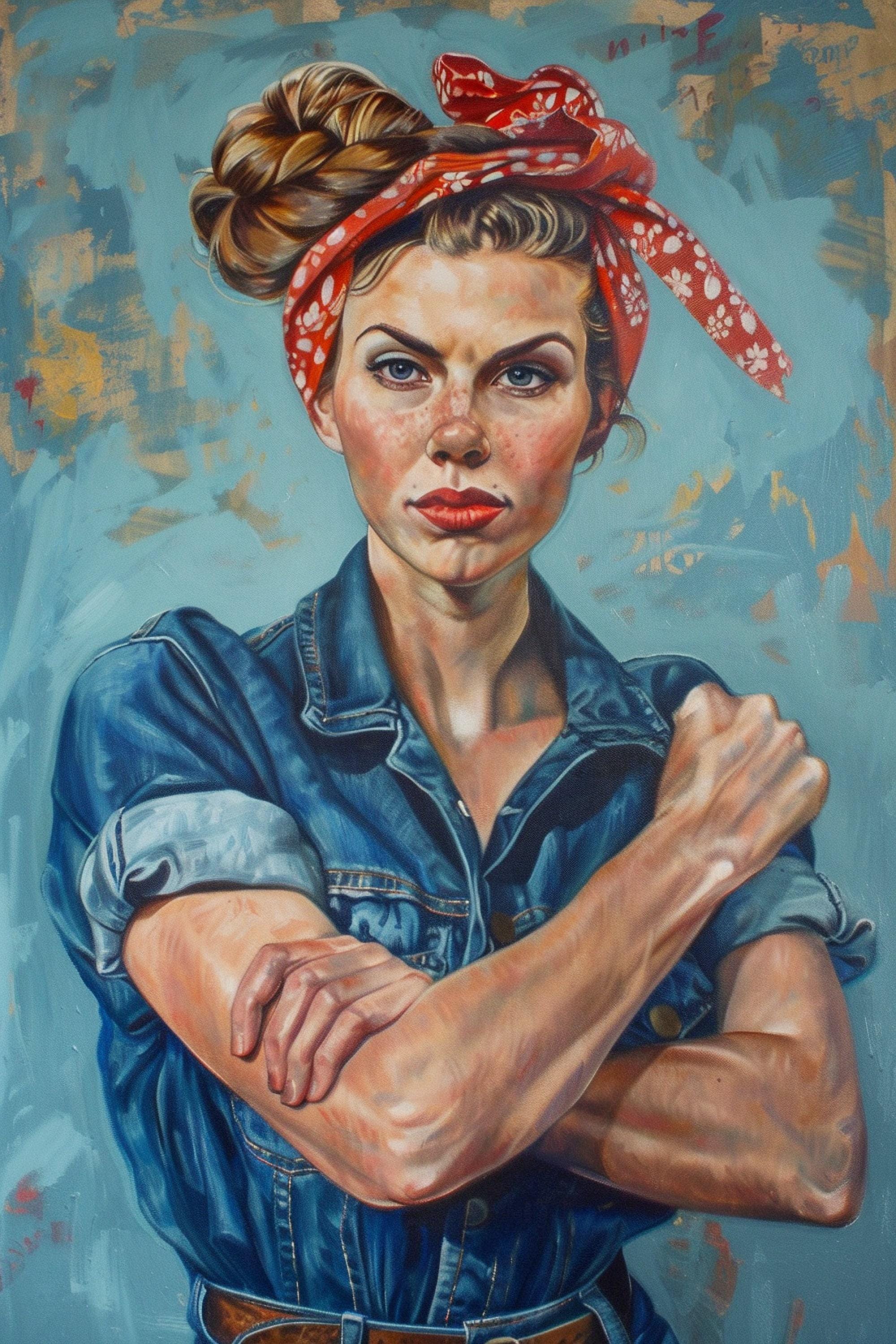 Rosie the Riveter Painting – Large Canvas Wall Art | Gallery Wrapped Canvas with Scratch Resistant Coating
