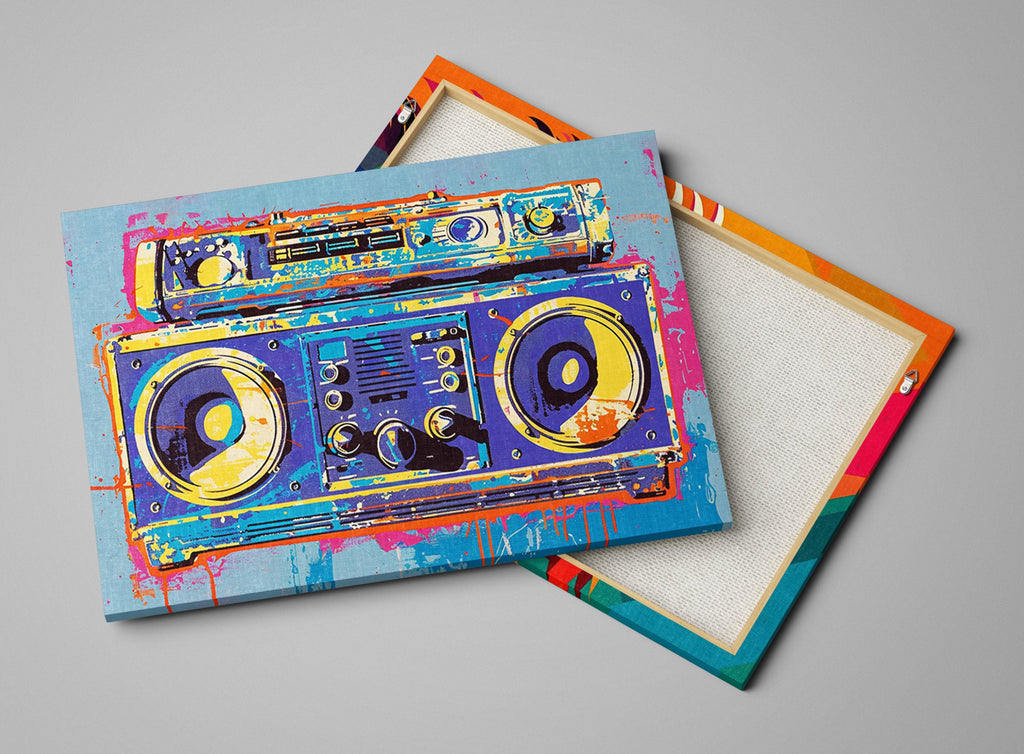 Retro Boombox Wall Art - Pop Art Canvas Print | Extra Large Gallery Wrapped Canvas