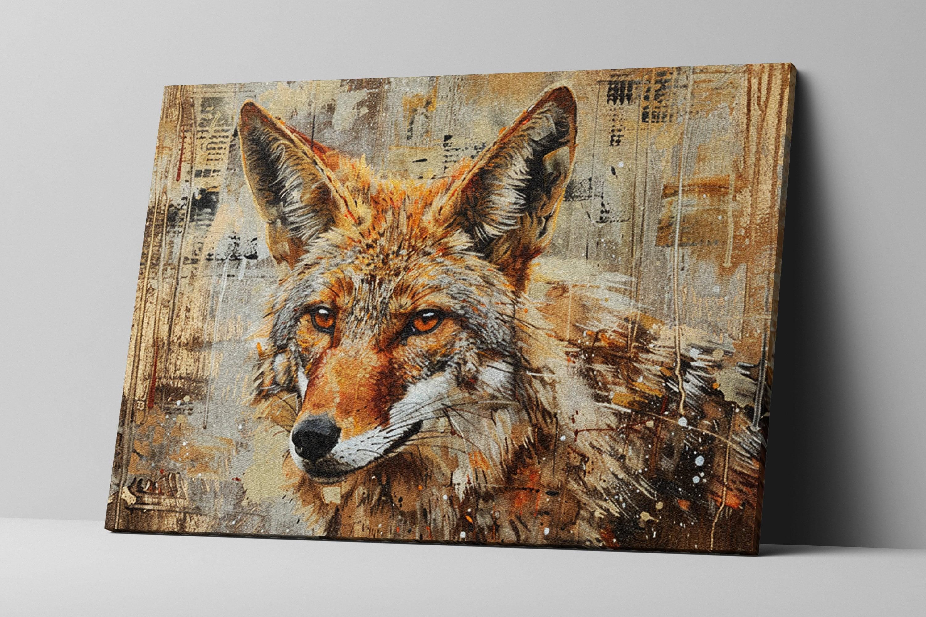 Rustic Texas Wall Art – Large Canvas Art | Southwest Coyote Decor, Ready to Hang