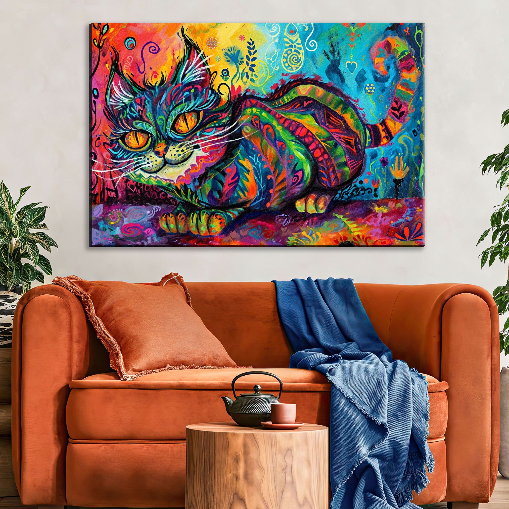 Cheshire Cat Canvas - Whimsical Wall Art | Fantasy Wall Decor With Mischievous Grin