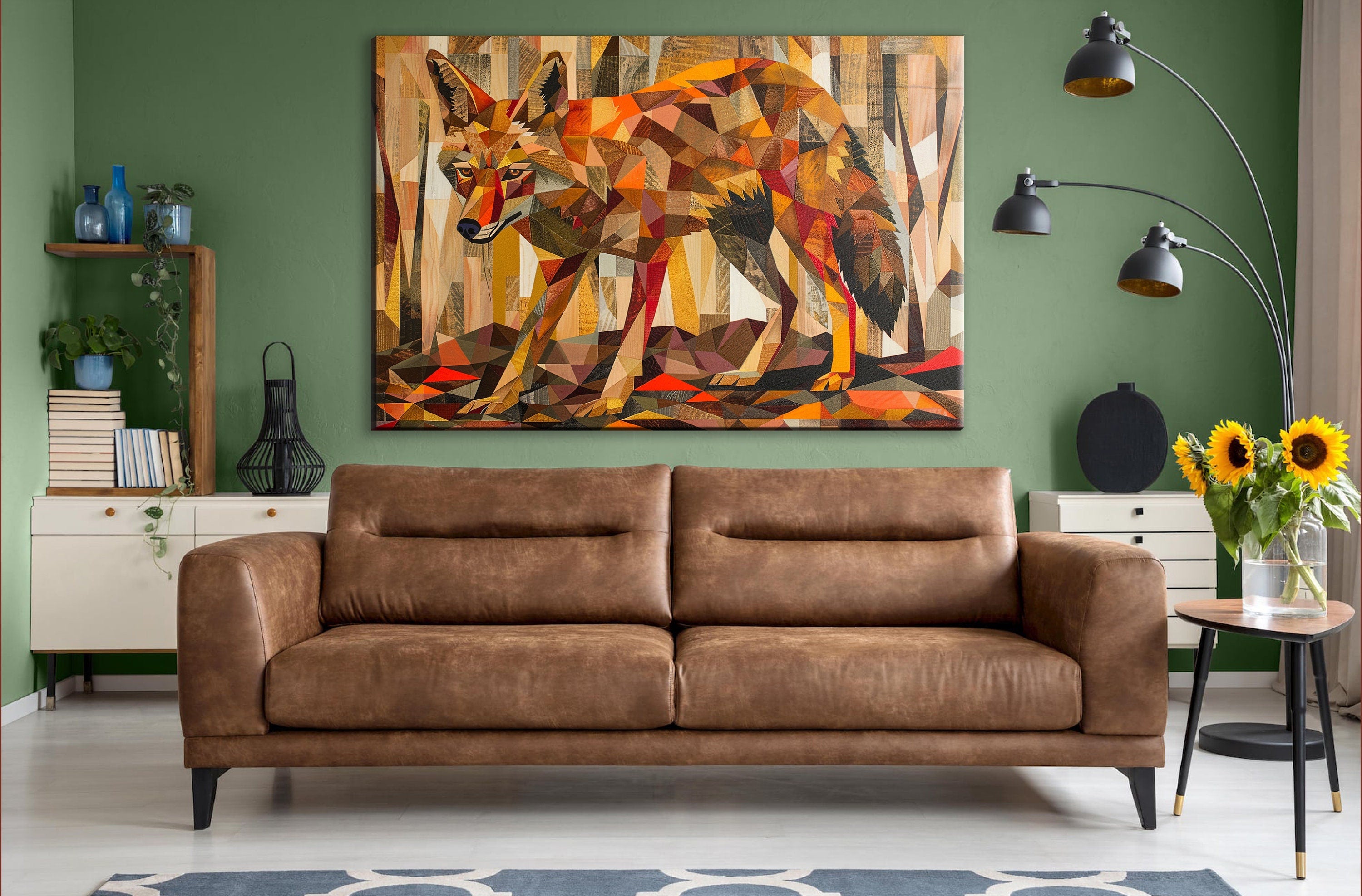 Modern Coyote Canvas – Large Gallery Wrapped Southwest Desert Art by Ryan James