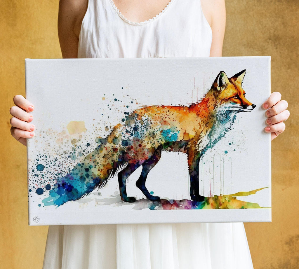 Wildlife Beauty: Fox Watercolor Painting, Giclee Print on Canvas, Artist Paper, Watercolor Paper, Available in Extra Large Sizes