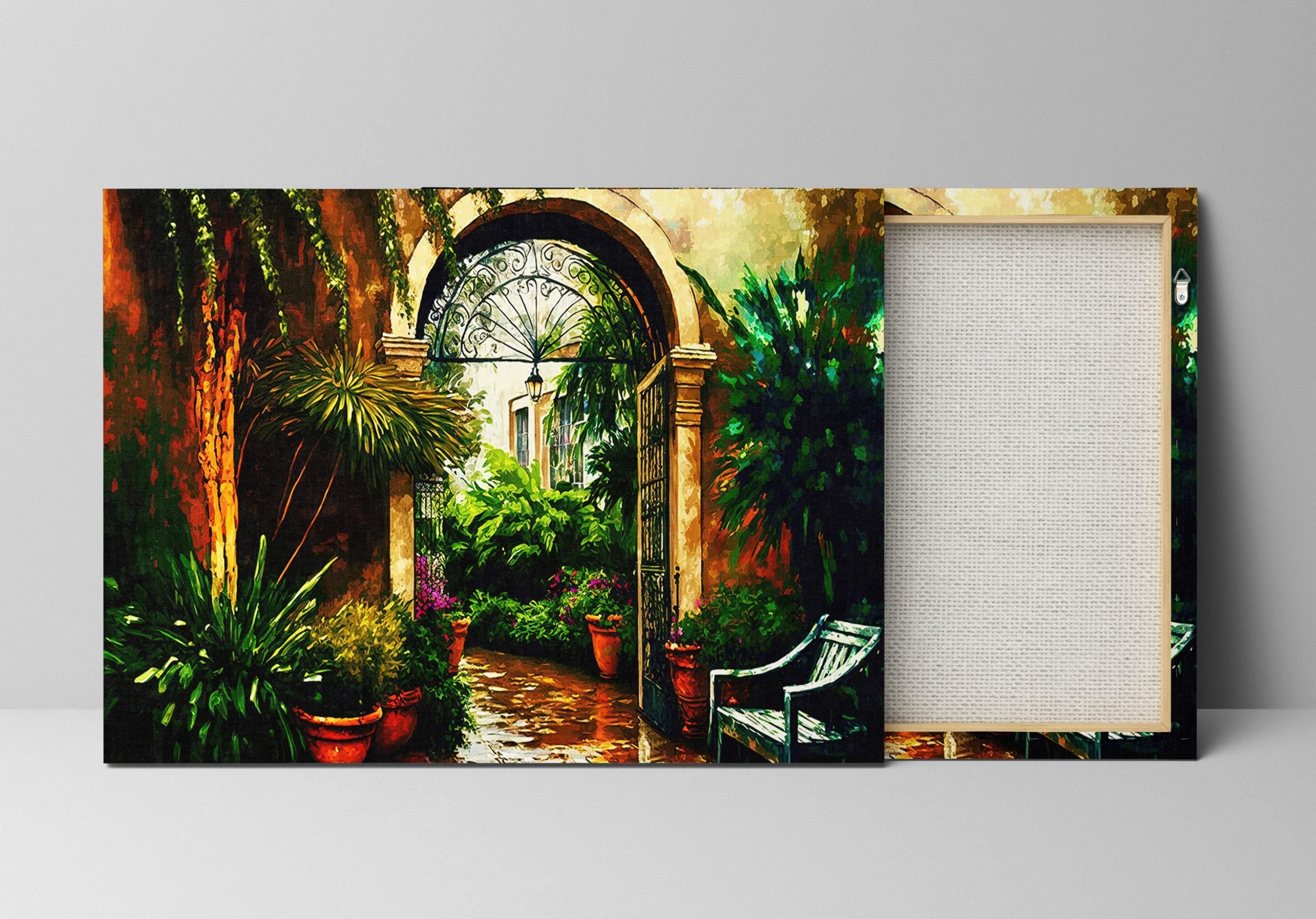 New Orleans Canvas Art – French Quarter Painting With Rainy Day Urban Street Scene