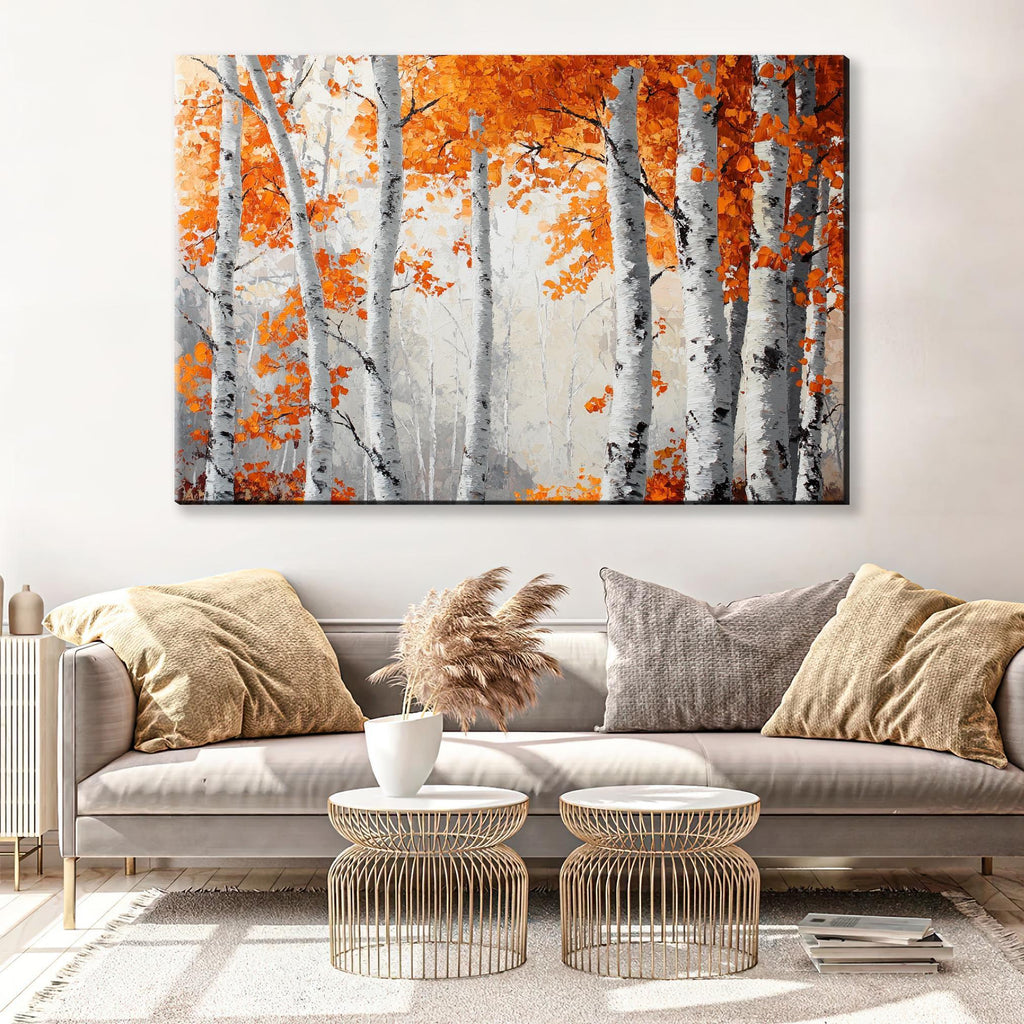 Fall Birch Trees Art – Extra Large Wall Art | Gallery Wrapped Canvas Print