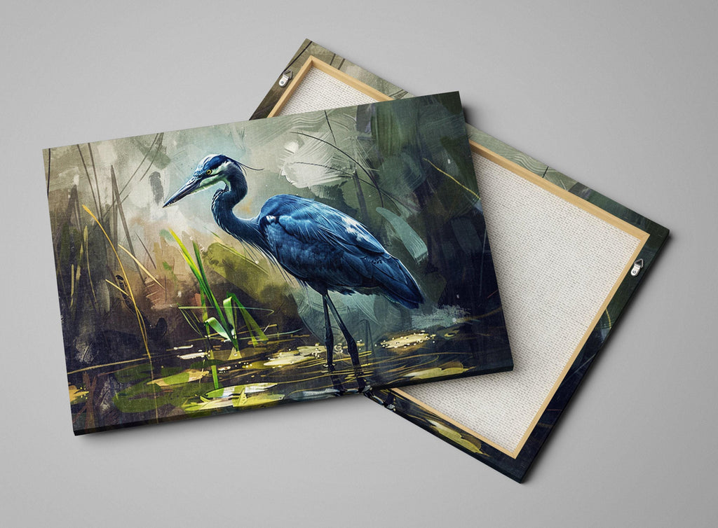 Blue Heron Canvas – Large Gallery Wrapped Wildlife Art Print on Artist Grade Canvas