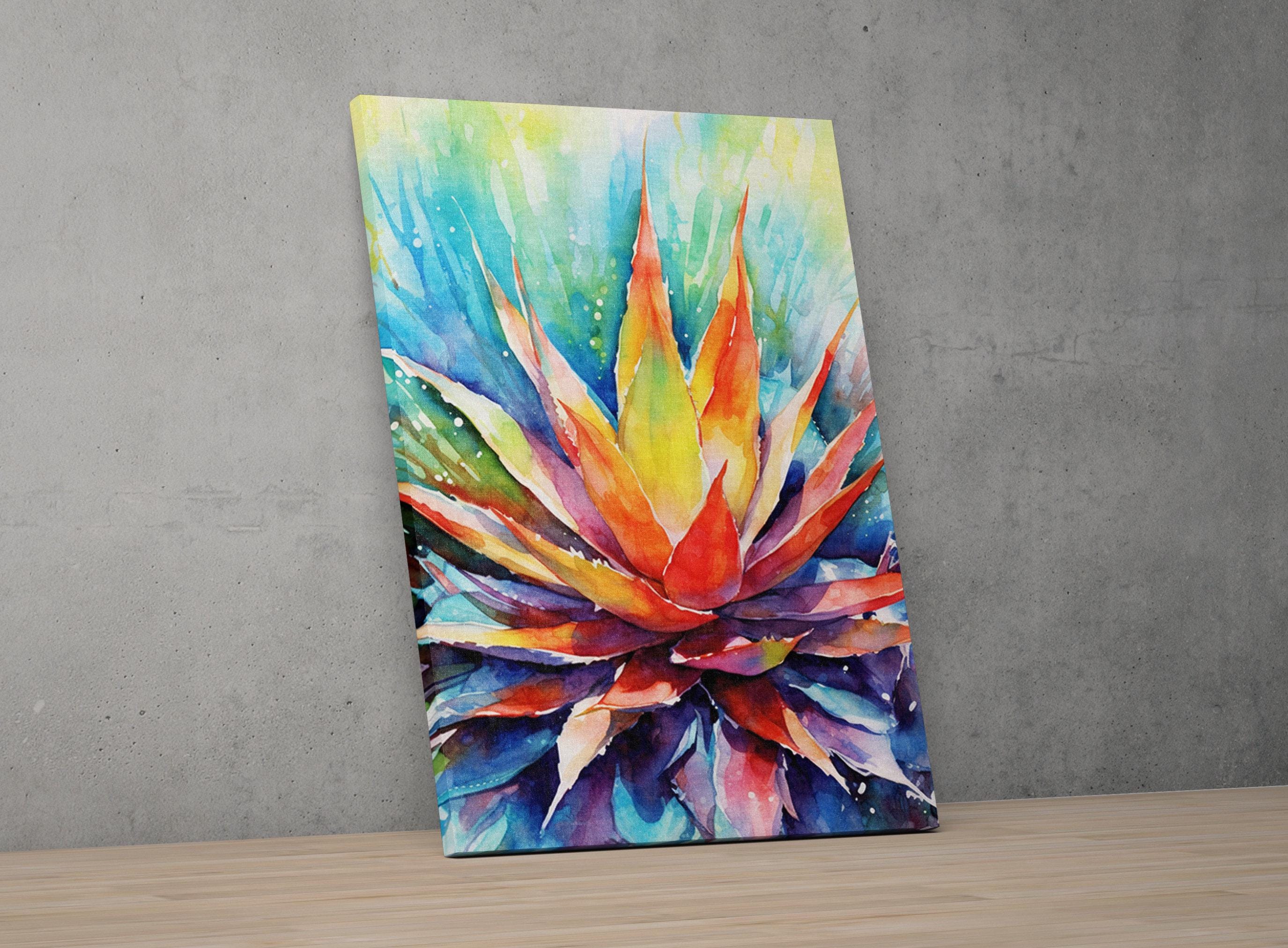 Sunset Glow Agave - Southwest Watercolor Wall Decor, Giclee Print on Canvas, Artist Paper, Watercolor Paper, Available in Extra Large Sizes