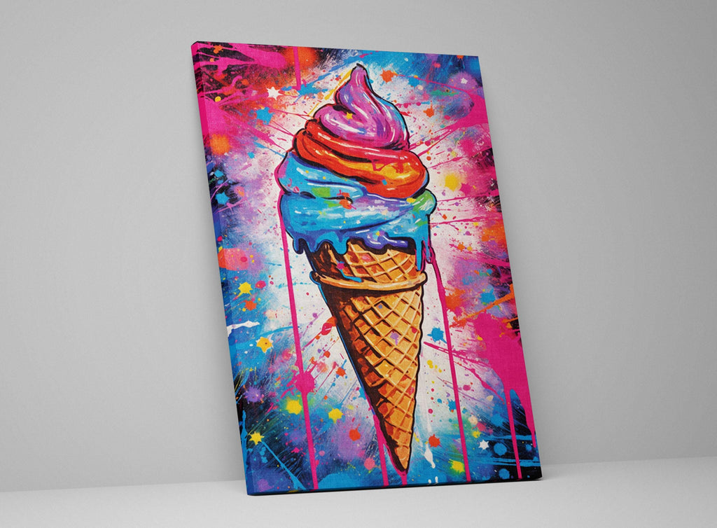Ice Cream Cone Wall Art – Large Canvas Print | Vibrant Pop Art Canvas