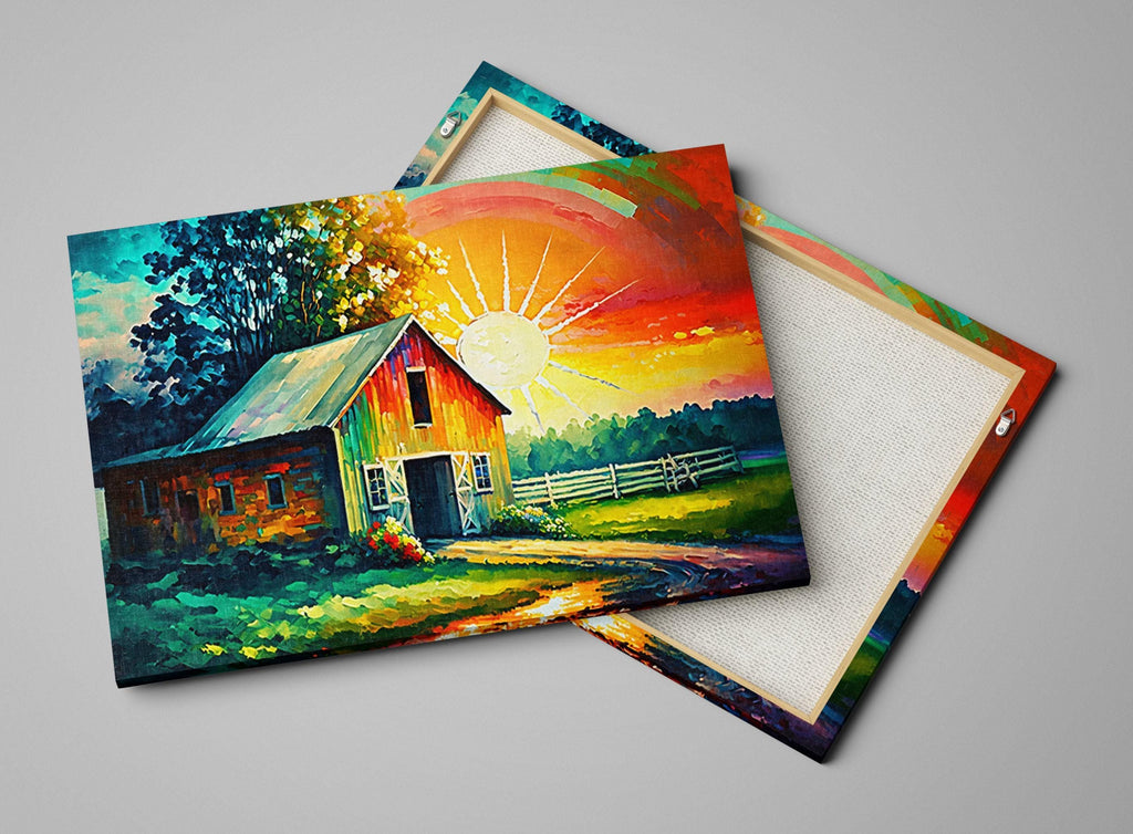 Rustic Farmhouse Wall Art - Large Canvas Print With Vintage Style Canvas & Wood Frame