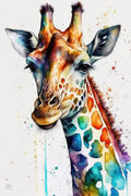 Giraffe Watercolor Art Print, Nursery Animal Canvas Print, Wildlife Framed Kids Wall Art
