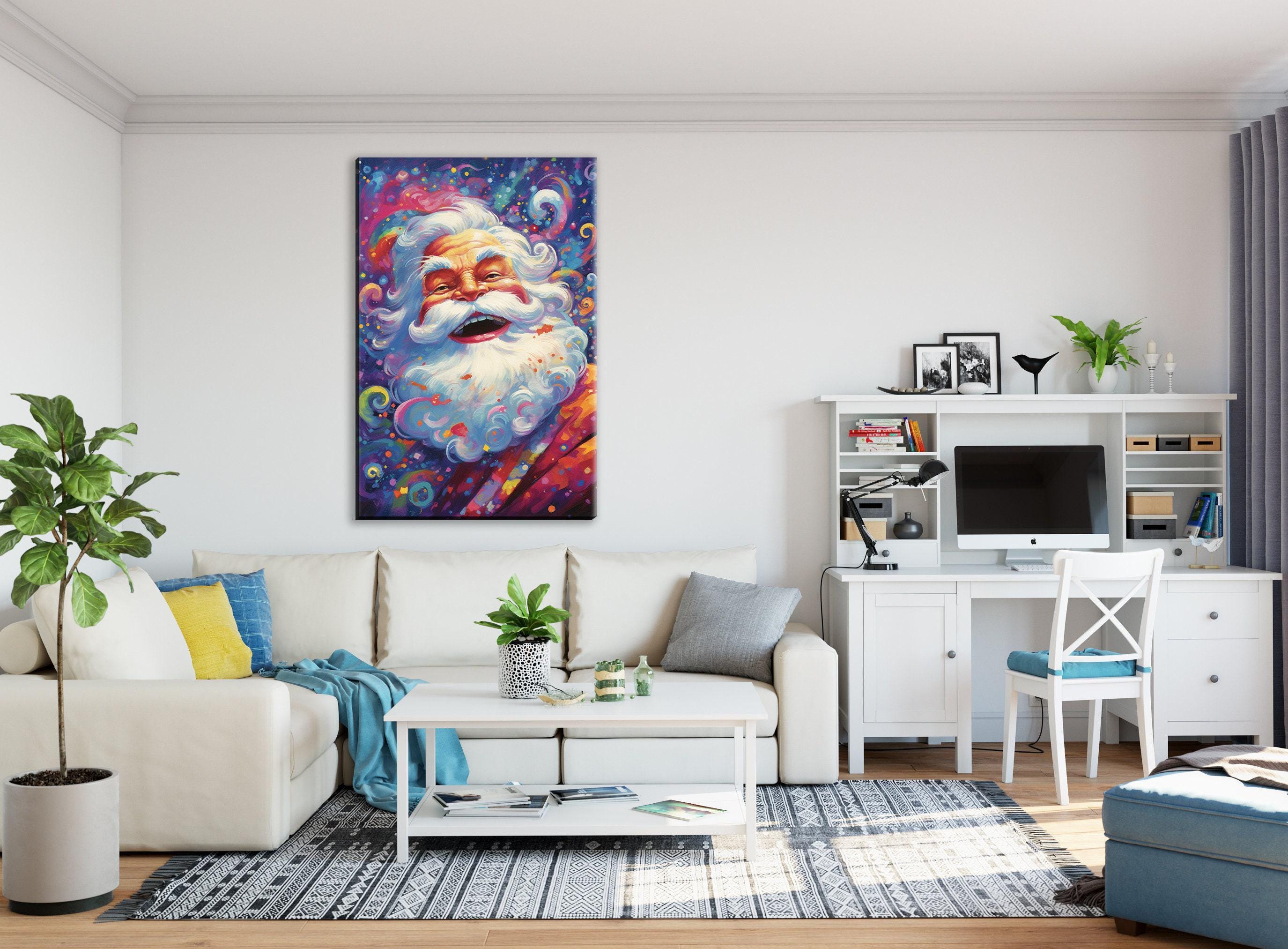 Santa Claus Canvas Art – Playful Christmas Wall Art, Giclee Print on Gallery Wrapped Canvas