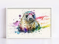 Marine Serenity: Seal Watercolor Painting, Giclee Print on Canvas, Artist Paper, Watercolor Paper, Available in Extra Large Sizes