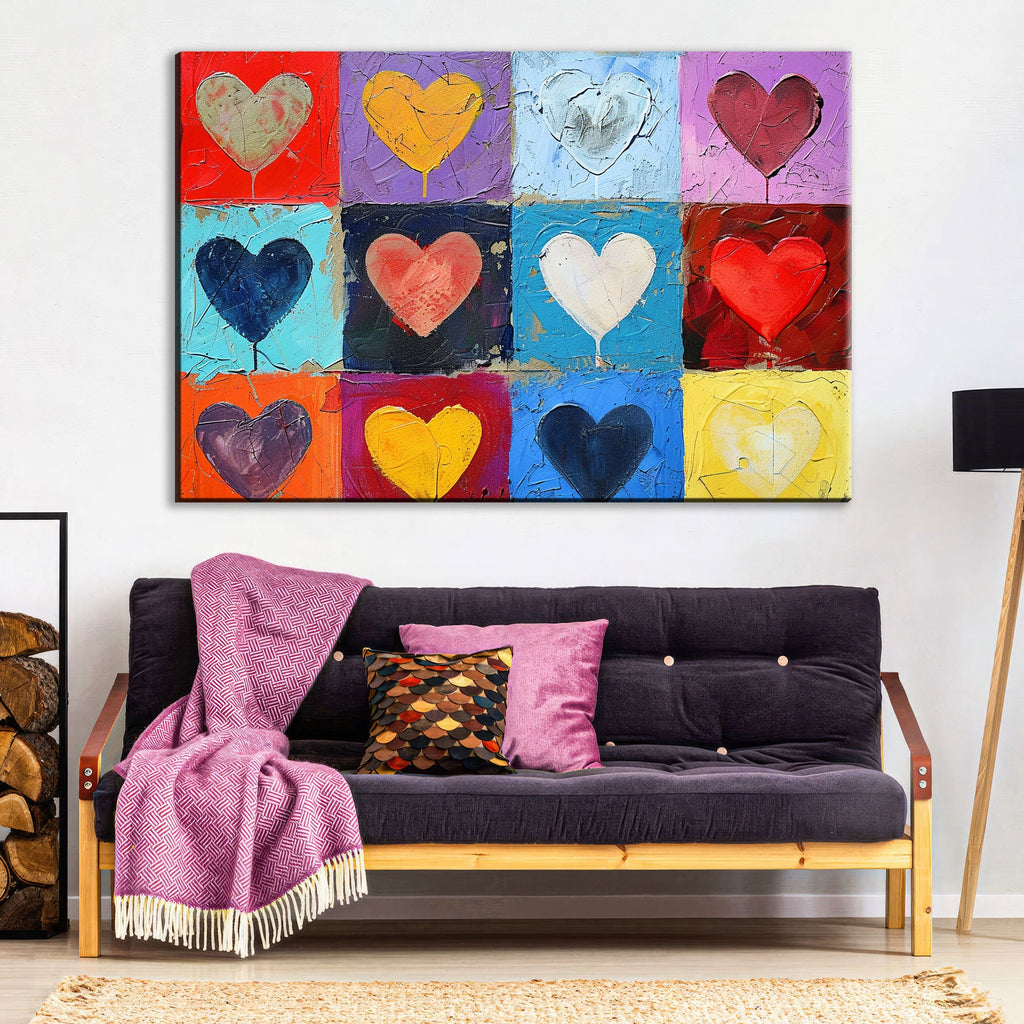 Heart Pattern Artwork – Large Canvas Prints | Vibrant Love Heart Pattern, Ready to Hang