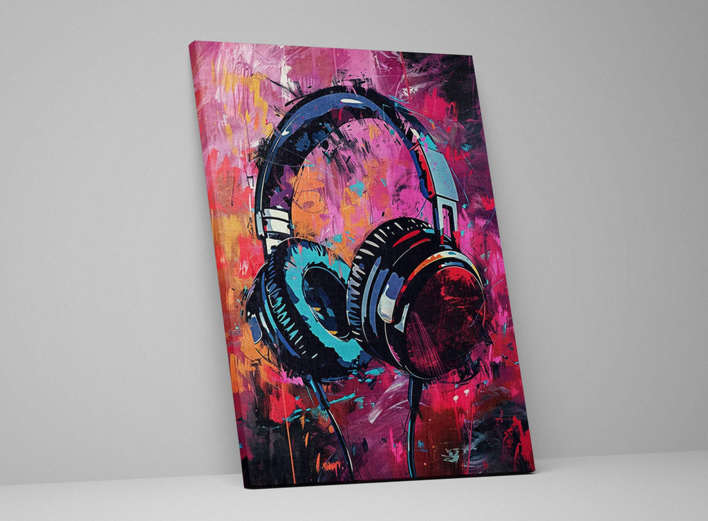 Headphones Wall Art – Modern Music Decor | Vibrant Canvas Wall Art Print