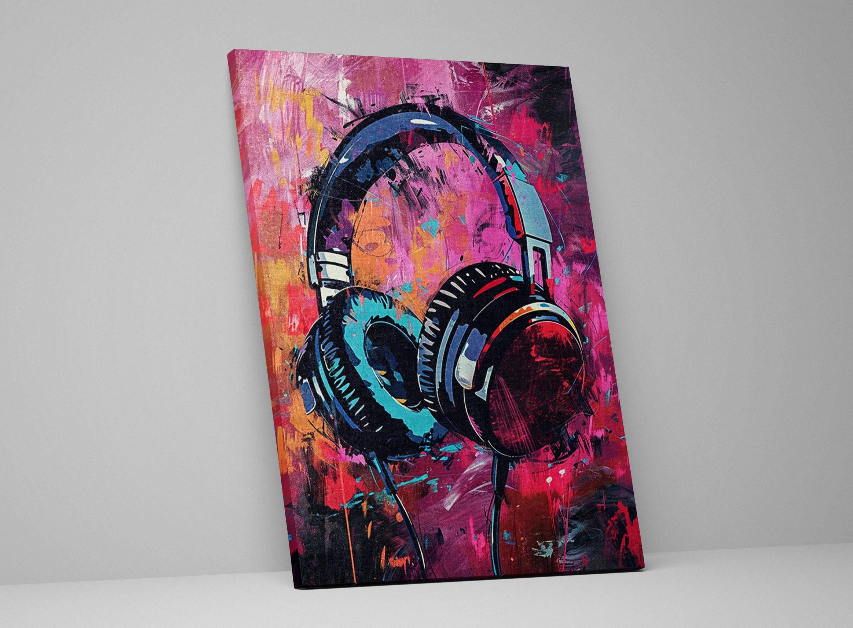 Headphones Wall Art – Modern Music Decor | Vibrant Canvas Wall Art Print