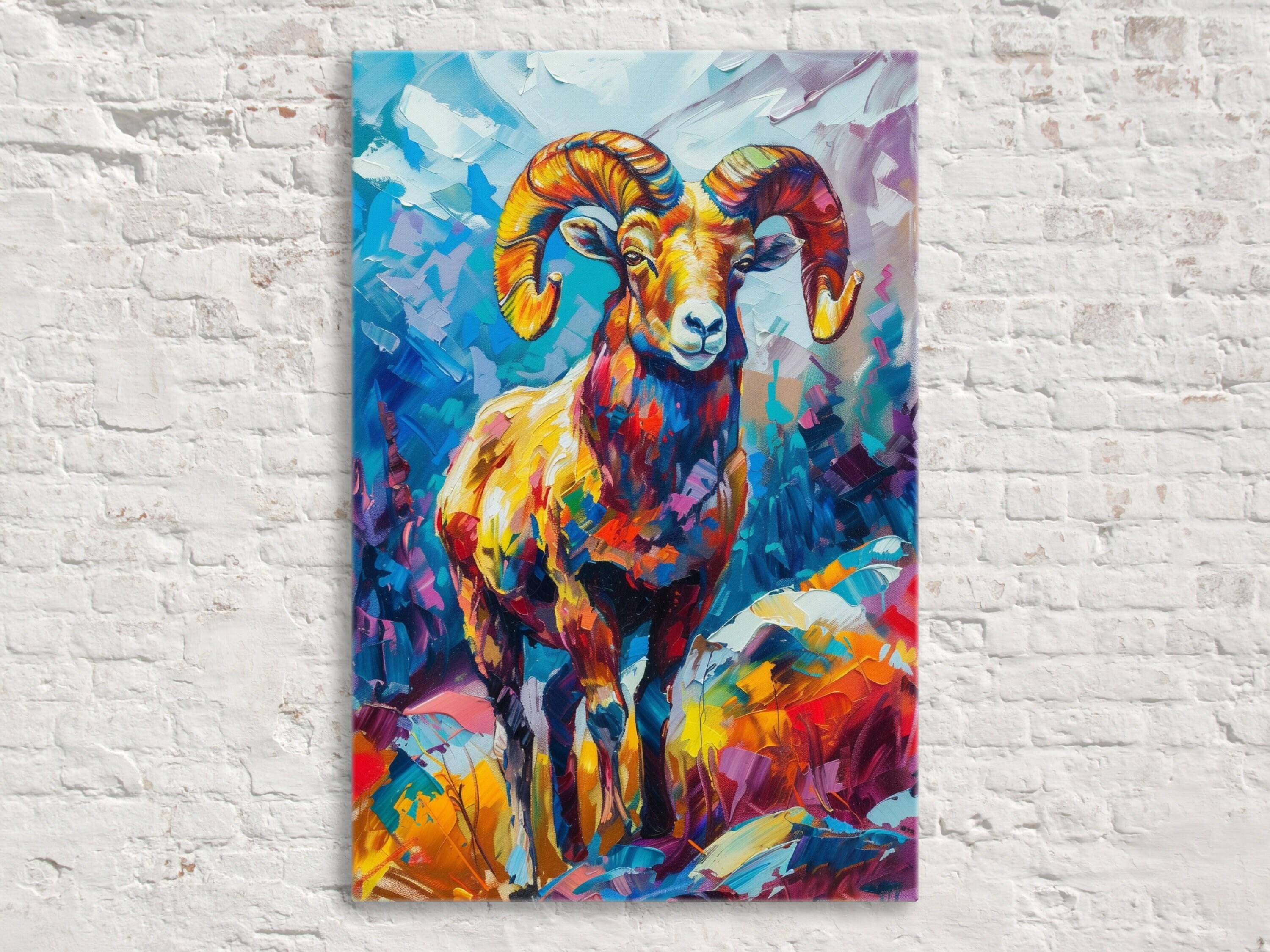 Bighorn Sheep Artwork – Southwest Art Print on Gallery Wrapped Canvas, Ready to Hang