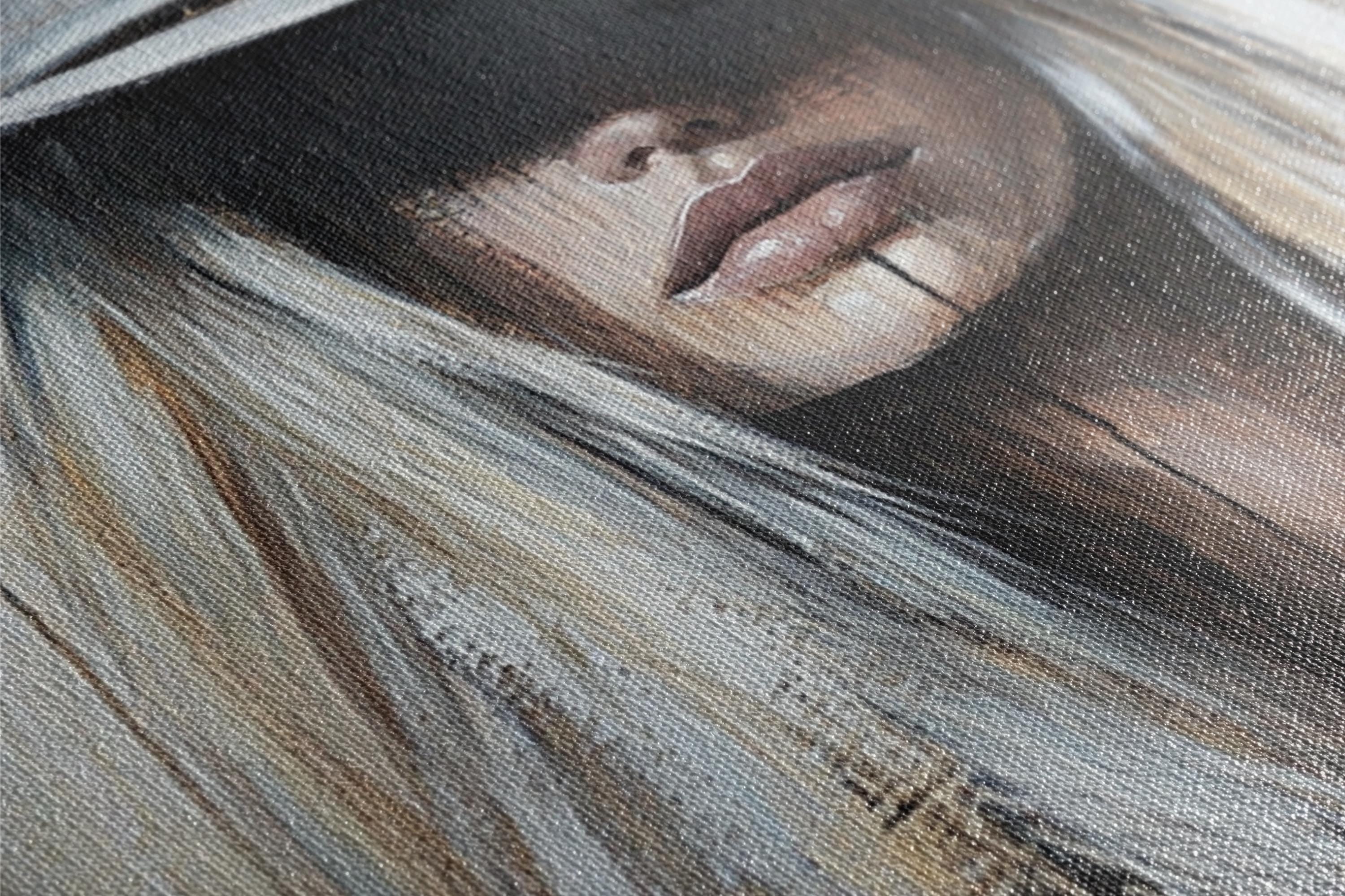 a painting of a woman with long blonde hair
