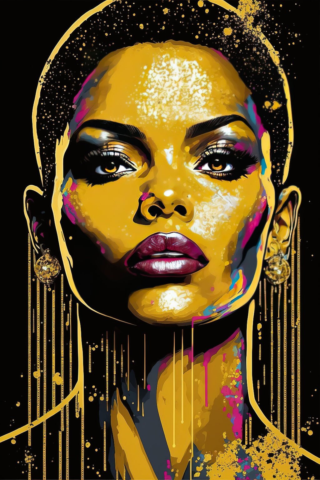 Black Woman Art – African Gold Canvas Print | Vibrant Wall Art, Gallery Ready