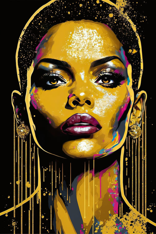 Black Woman Art – African Gold Canvas Print | Vibrant Wall Art, Gallery Ready