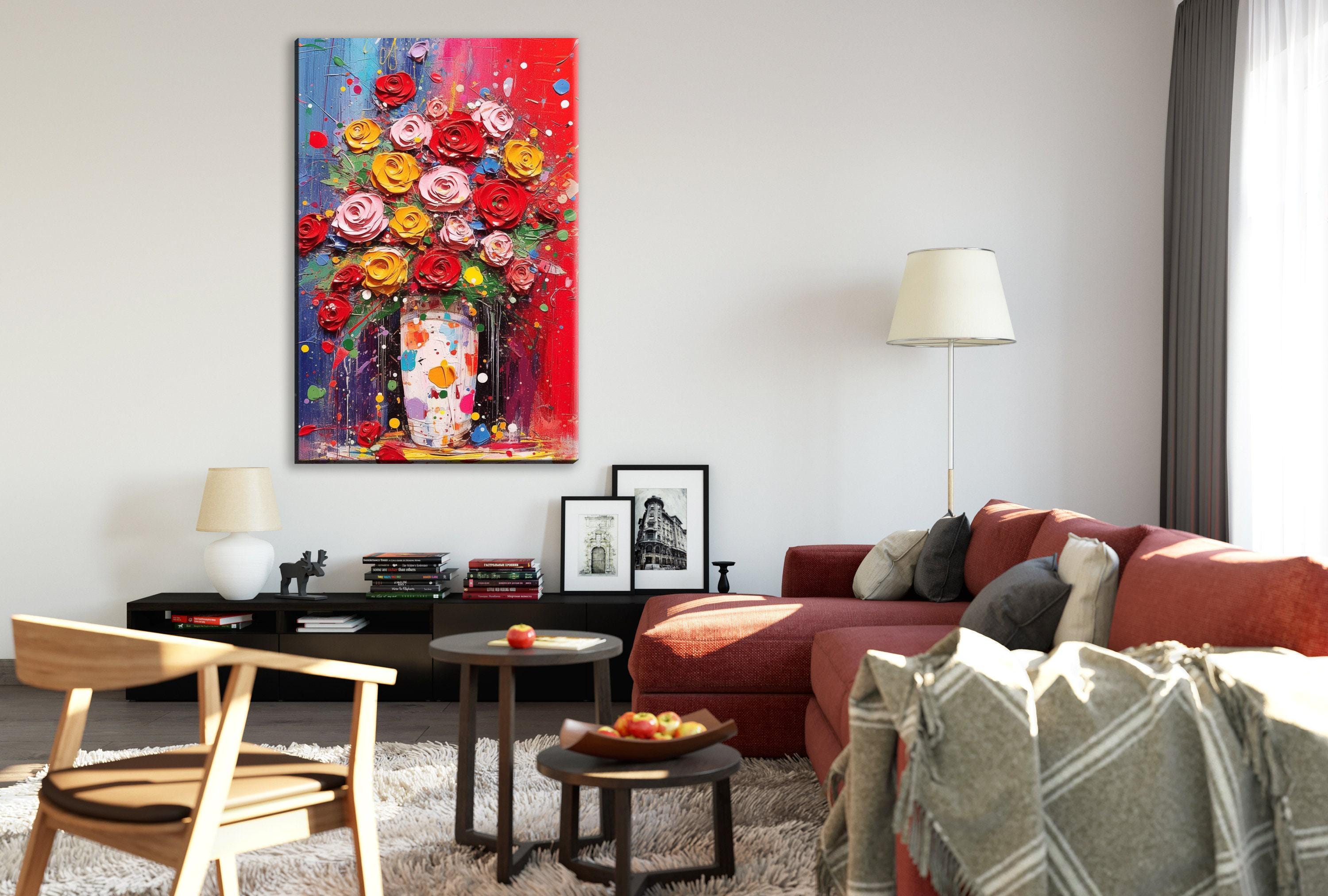Bouquet of Roses - Large Canvas Art | Modern Roses Artwork & Floral Wall Decor