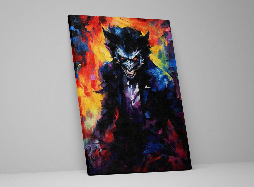Werewolf Halloween Wall Art – Large Gallery Wrapped Canvas | Spooky Creature Decor