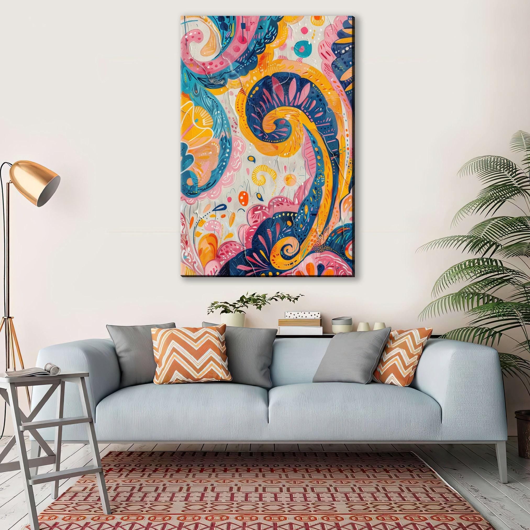 Boho Swirly Pattern Art - Extra Large Canvas, Gallery Wrapped, Ready to Hang