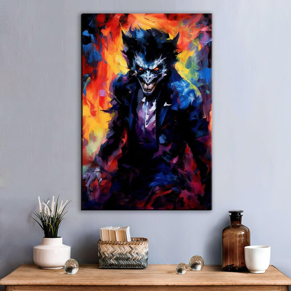 Werewolf Halloween Wall Art – Large Gallery Wrapped Canvas | Spooky Creature Decor