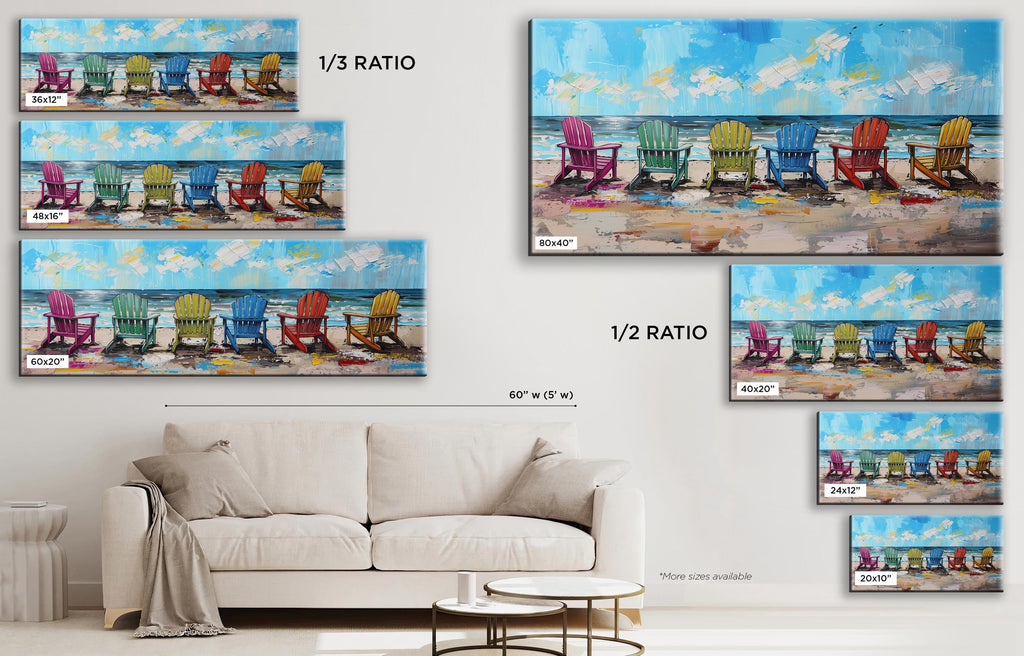 a living room with a white couch and paintings on the wall