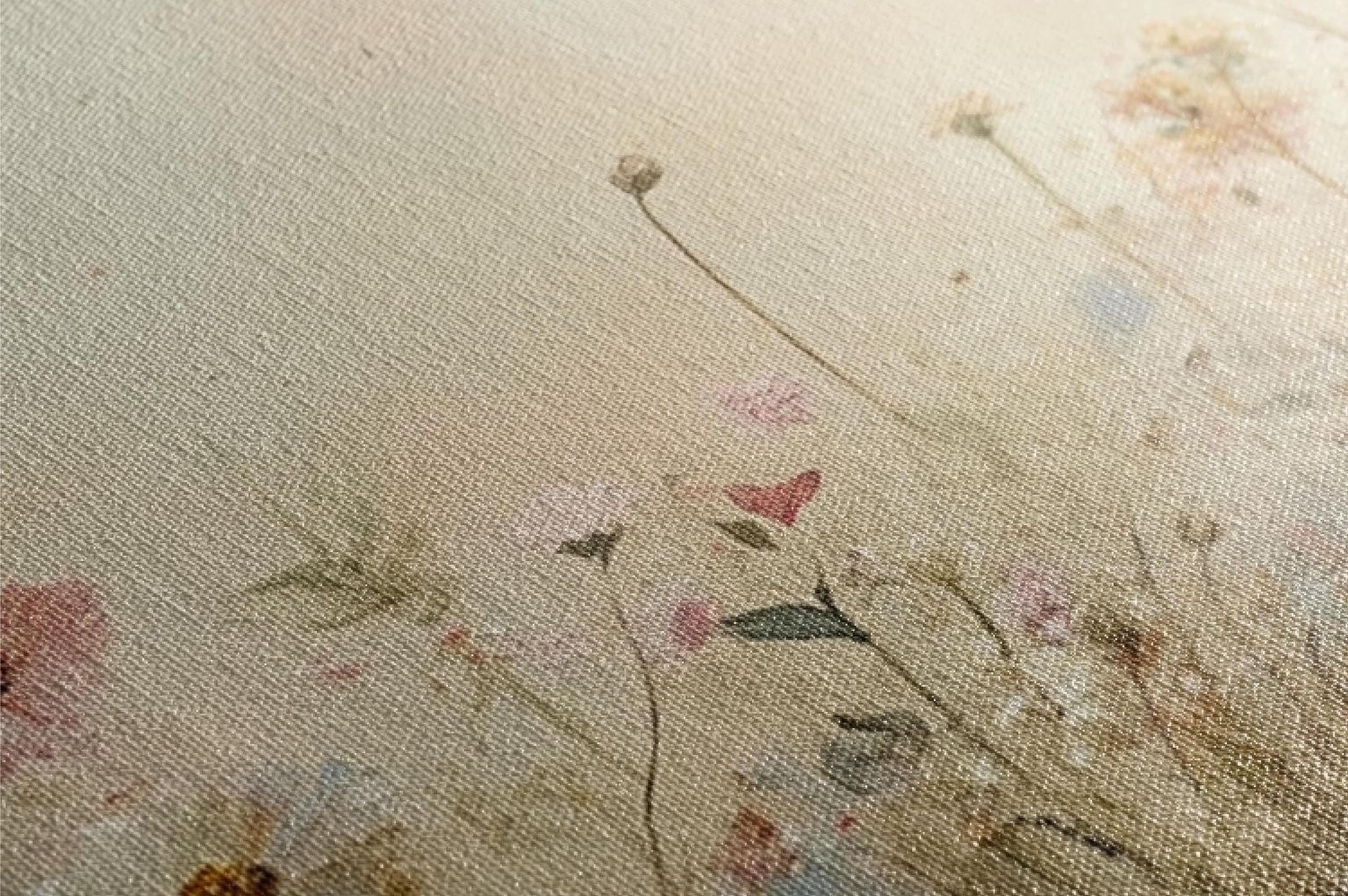 a close up of a painting with flowers on it