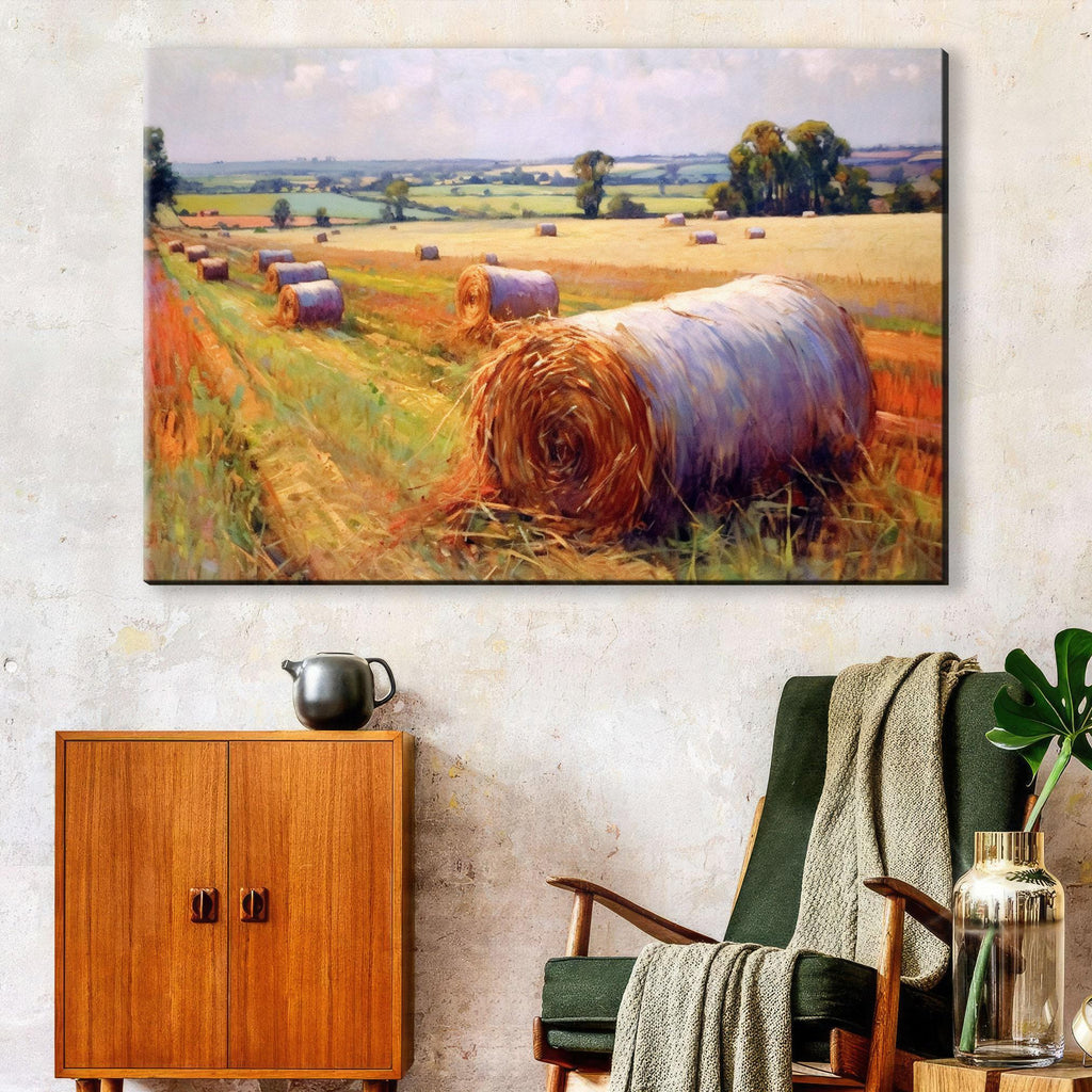 Hay Bales Print - Large Canvas Wall Art | Rustic Farmhouse Home Decor, Ready to Hang