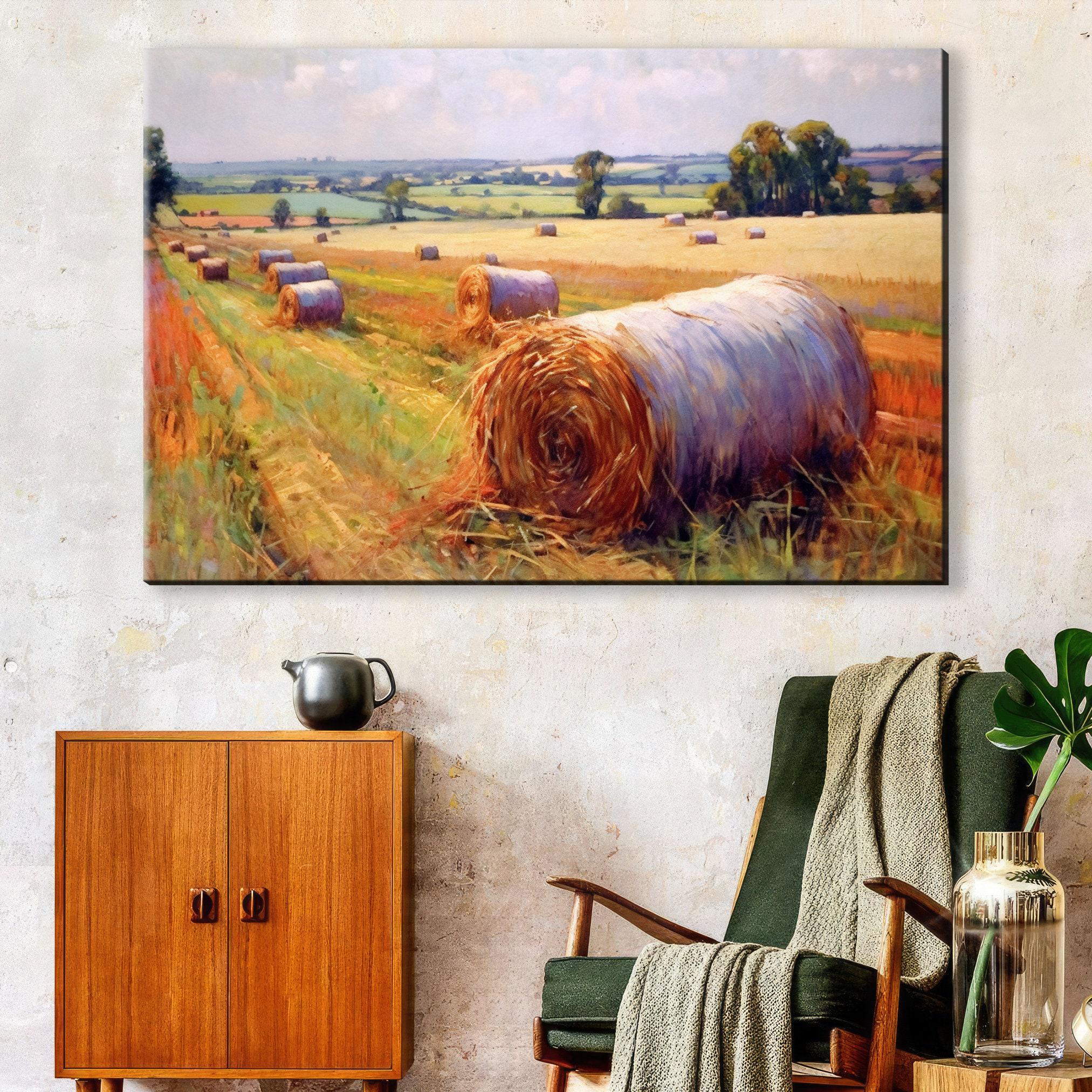 Hay Bales Print - Large Canvas Wall Art | Rustic Farmhouse Home Decor, Ready to Hang