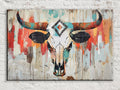 Cowboy Cow Skull Art - Rustic Wall Art | Large Canvas Print, Texas Home Decor