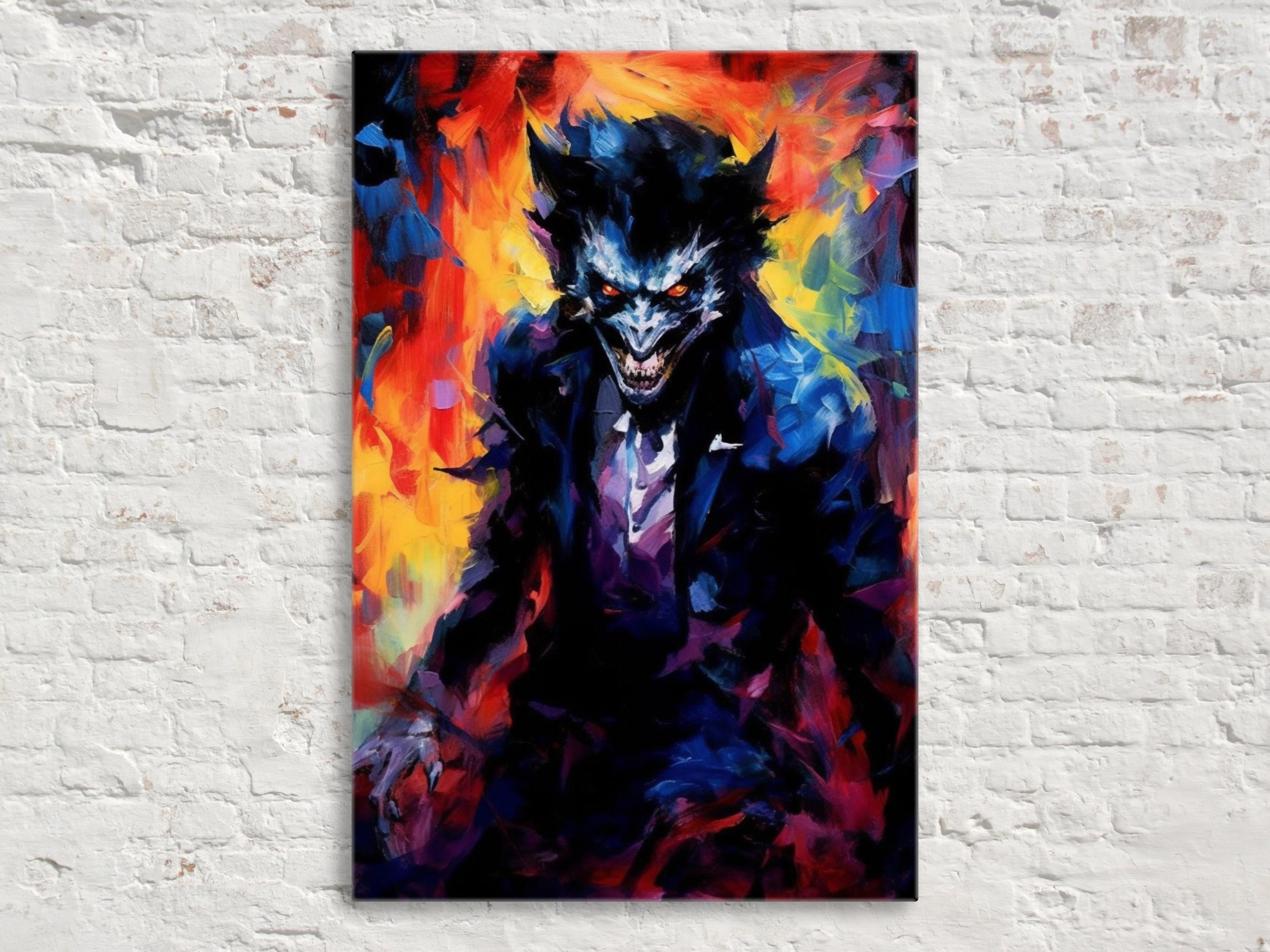Werewolf Halloween Wall Art – Large Gallery Wrapped Canvas | Spooky Creature Decor