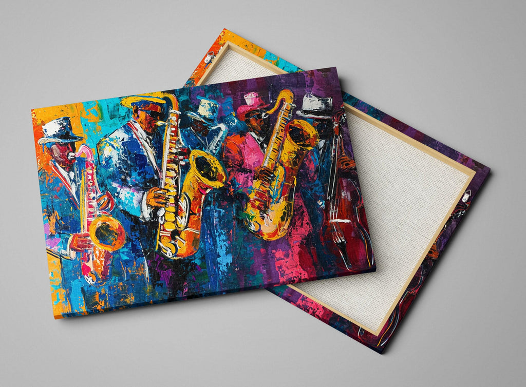 Jazz Wall Art – Vibrant Saxophone Wall Decor on Gallery Wrapped Canvas, Ready to Hang