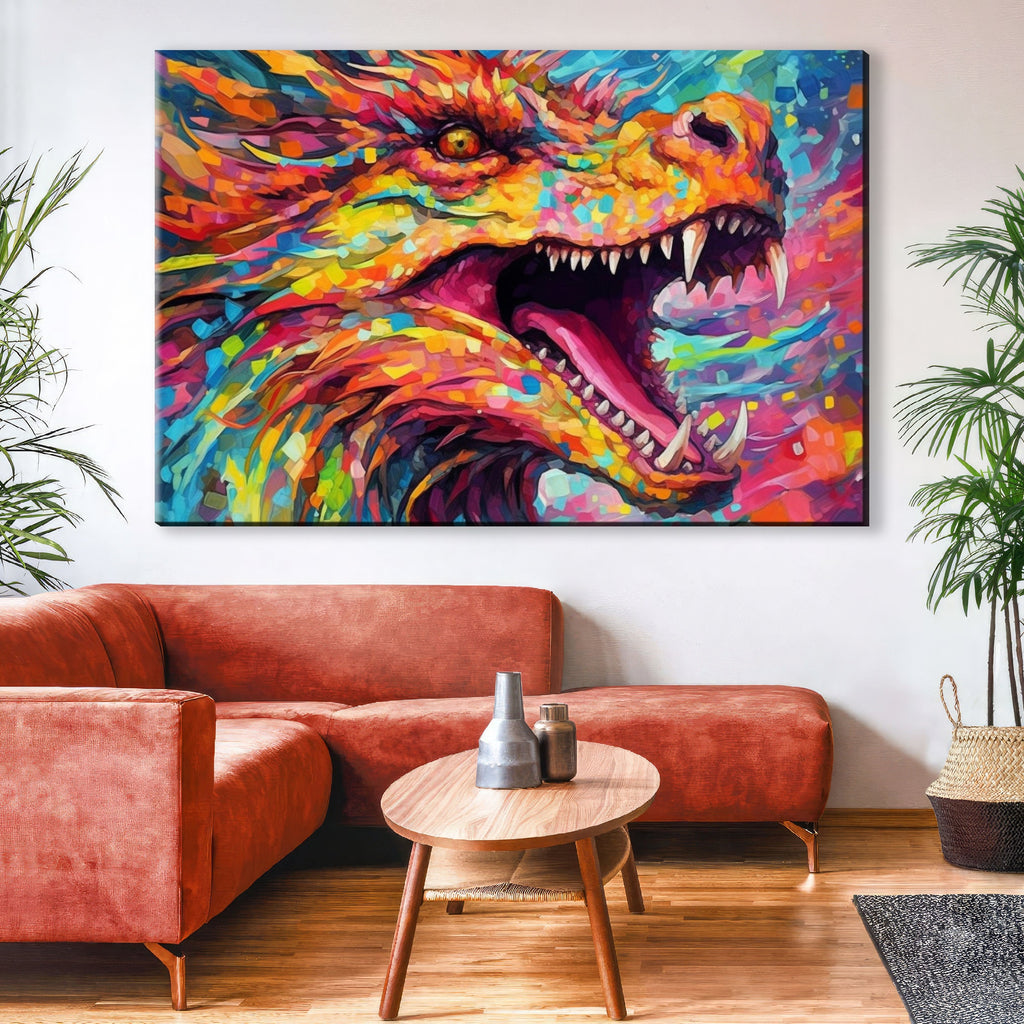 Dragon Canvas Art - Large Fantasy Wall Art Print | Mythical Creature Decor