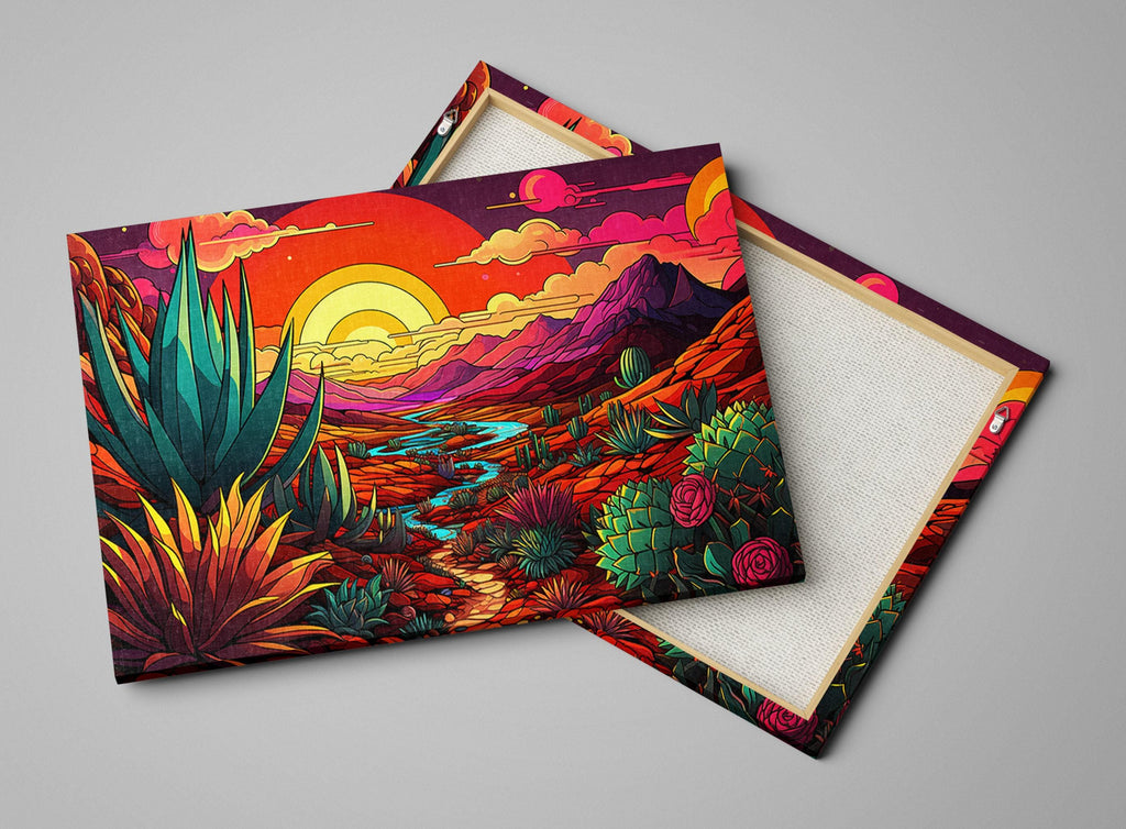 Agave Desert Art – Large Canvas Print | Vibrant Southwest Landscape Painting