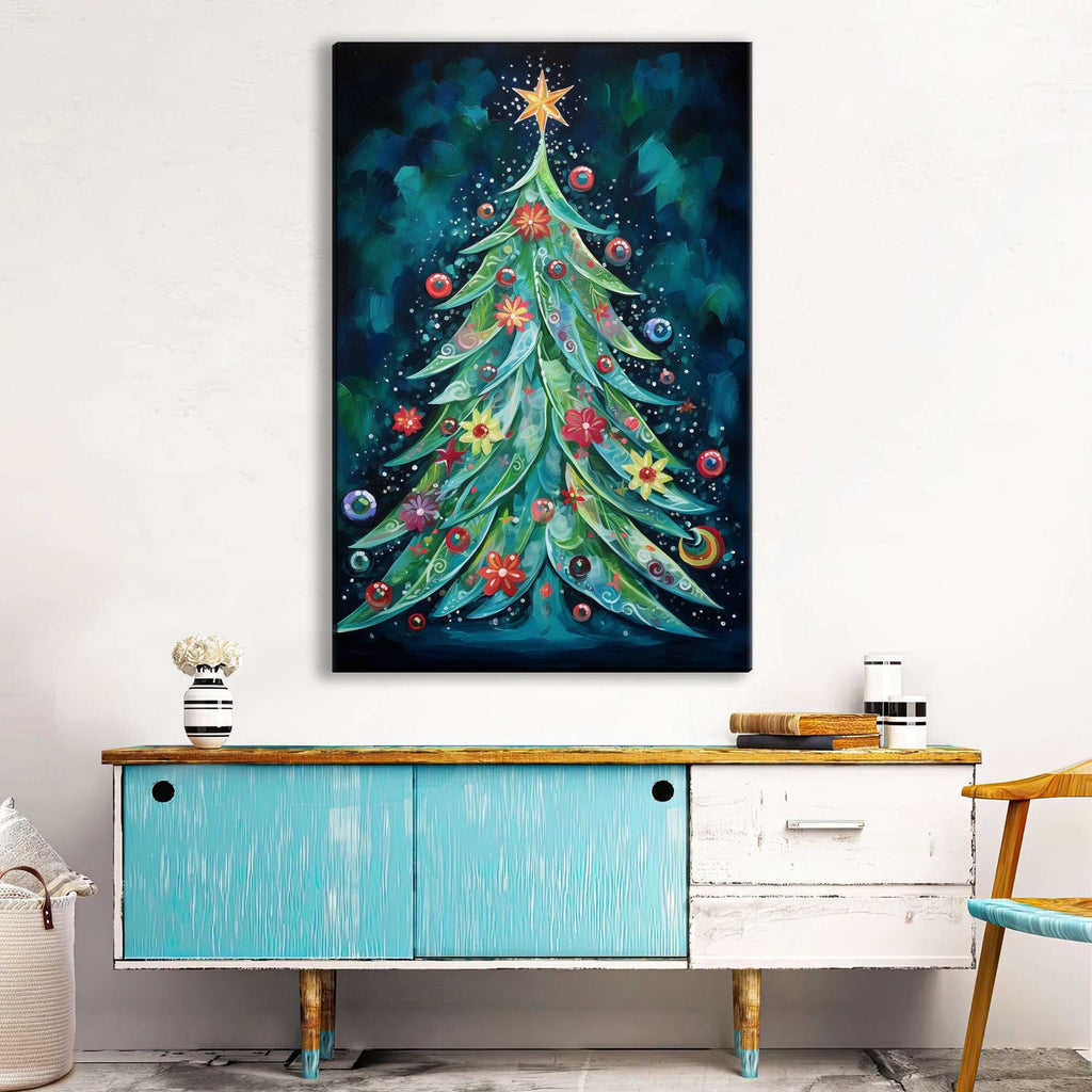 Boho Christmas Canvas - Festive Wall Art on Extra Large Gallery Wrapped Frame
