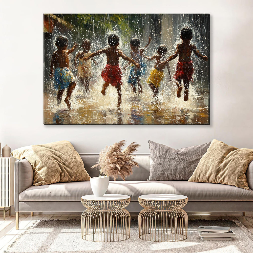 African Children Wall Art - Extra Large Framed Gallery Wrapped Canvas Print