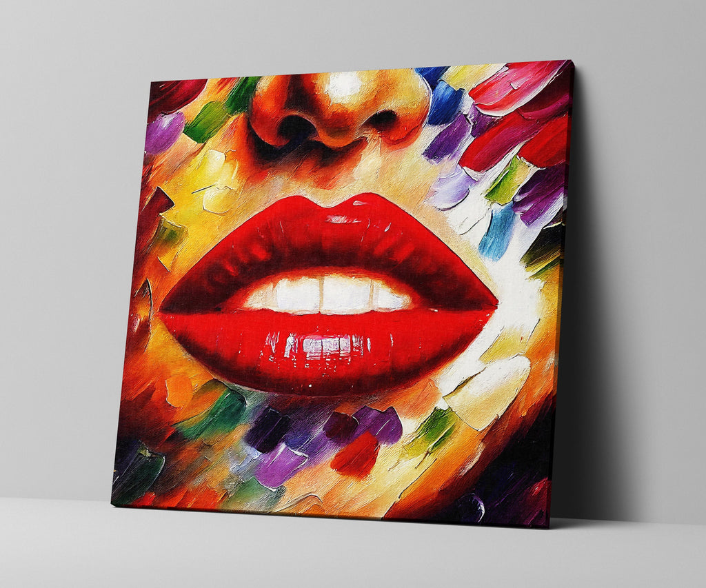 Red Lips Canvas Print - Vibrant Wall Decor With Colorful Lips Art Reproduction