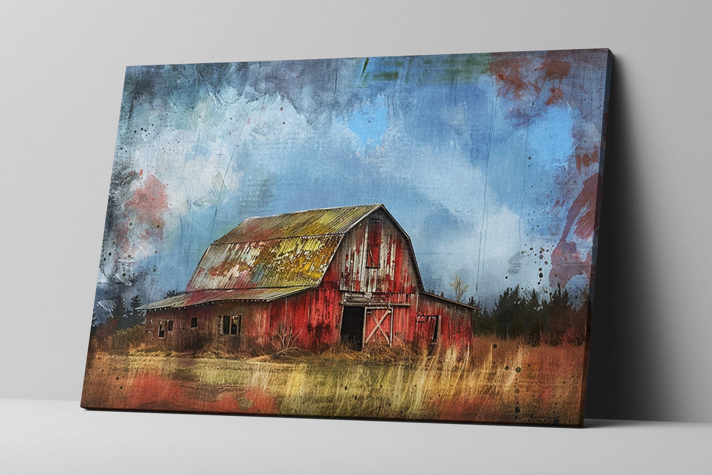 Farmhouse Wall Art – Tranquil Rural Barn Artwork | Rustic Canvas Print, Extra Large
